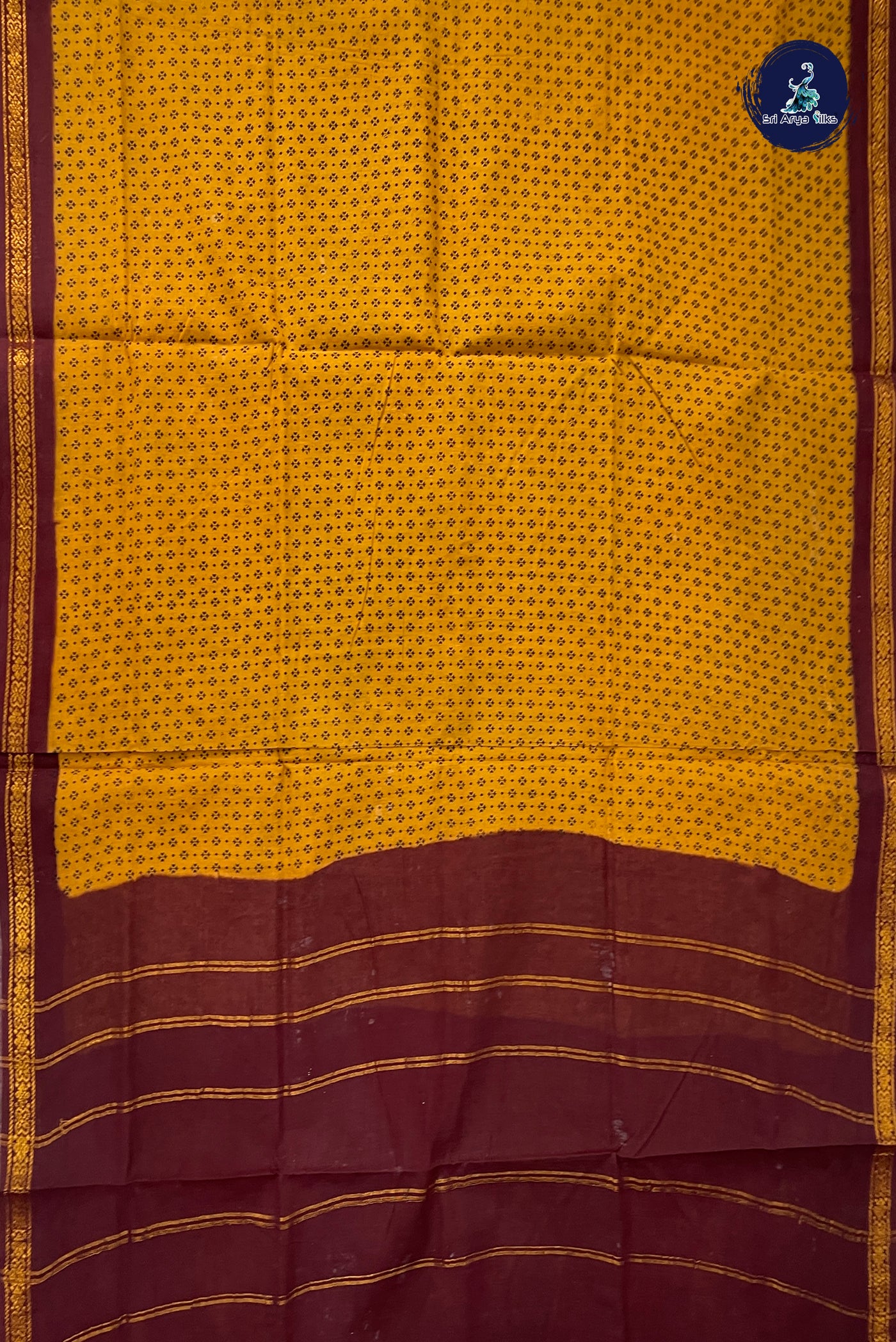 Mustard Yellow 10.5 Yards Madisar Saree With Printed Pattern