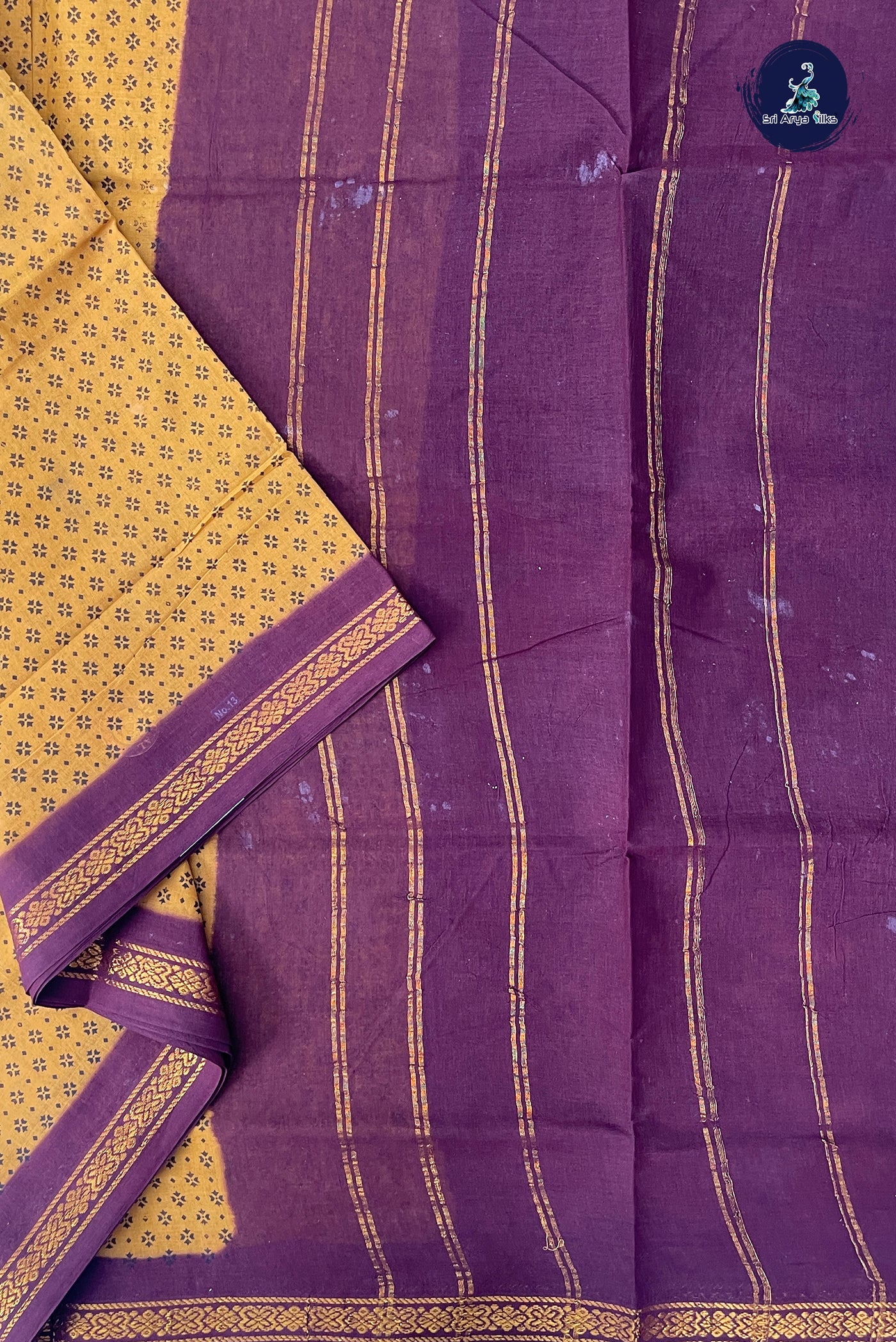 Mustard Yellow 10.5 Yards Madisar Saree With Printed Pattern