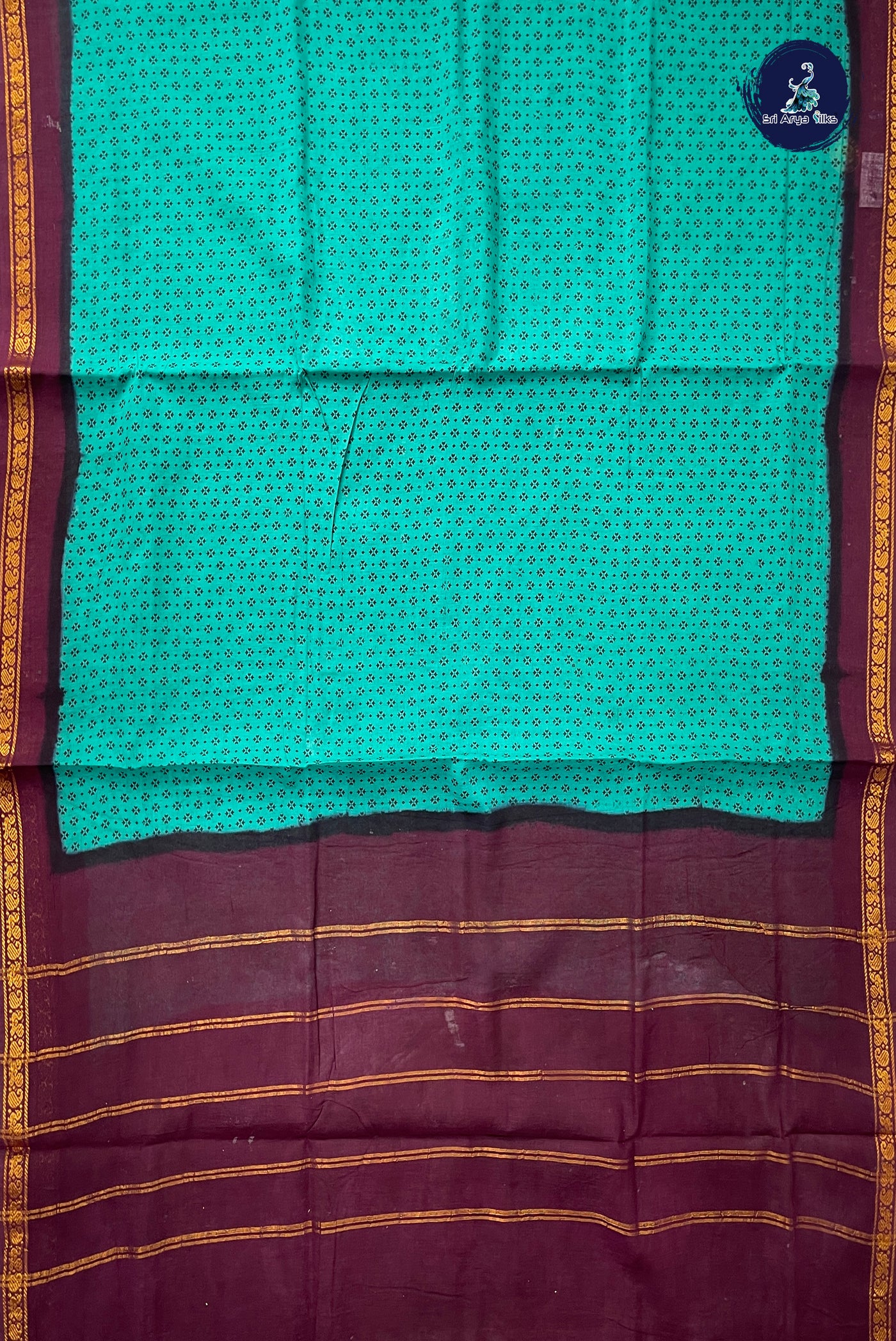 Teal 10.5 Yards Madisar Saree With Printed Pattern