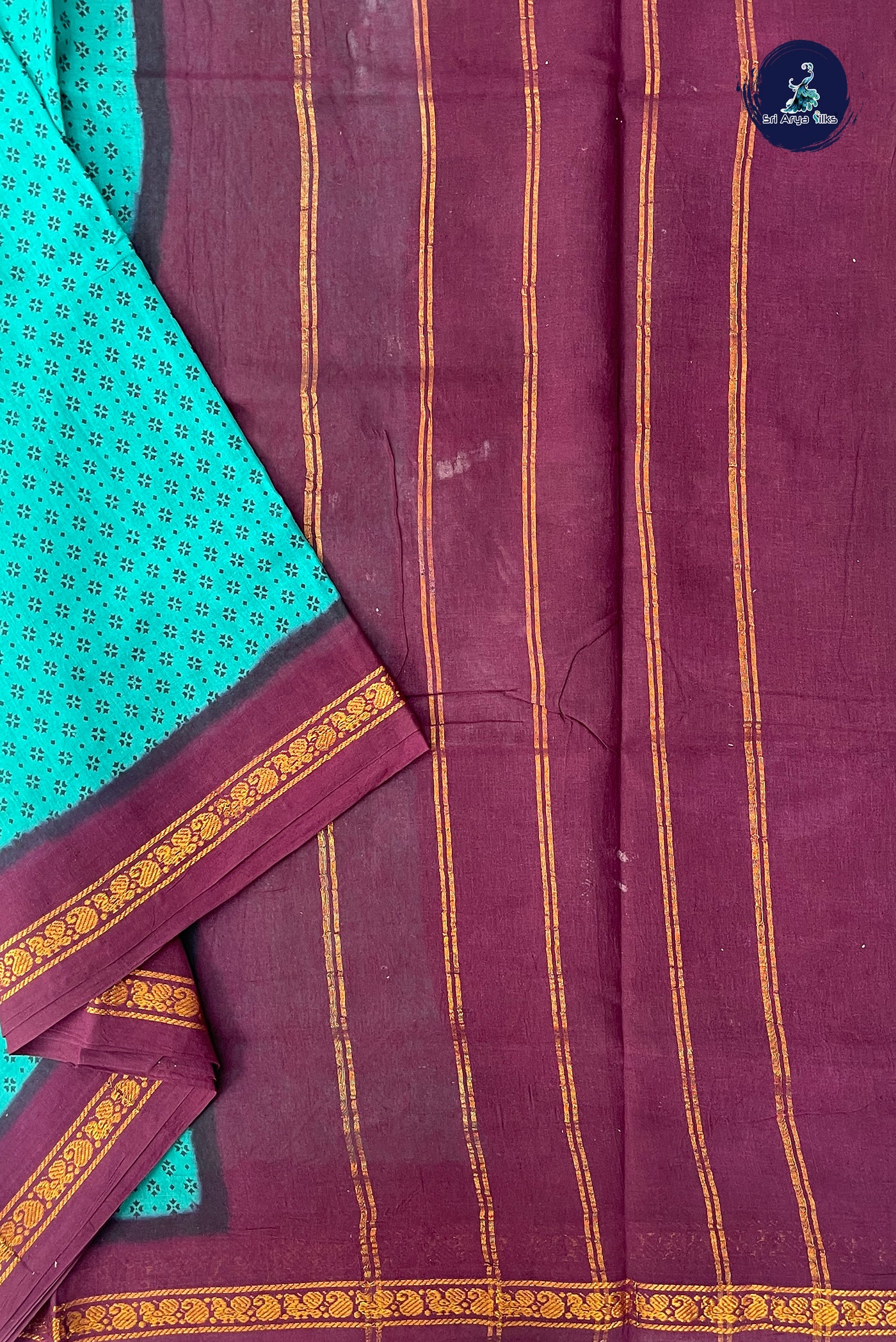 Teal 10.5 Yards Madisar Saree With Printed Pattern