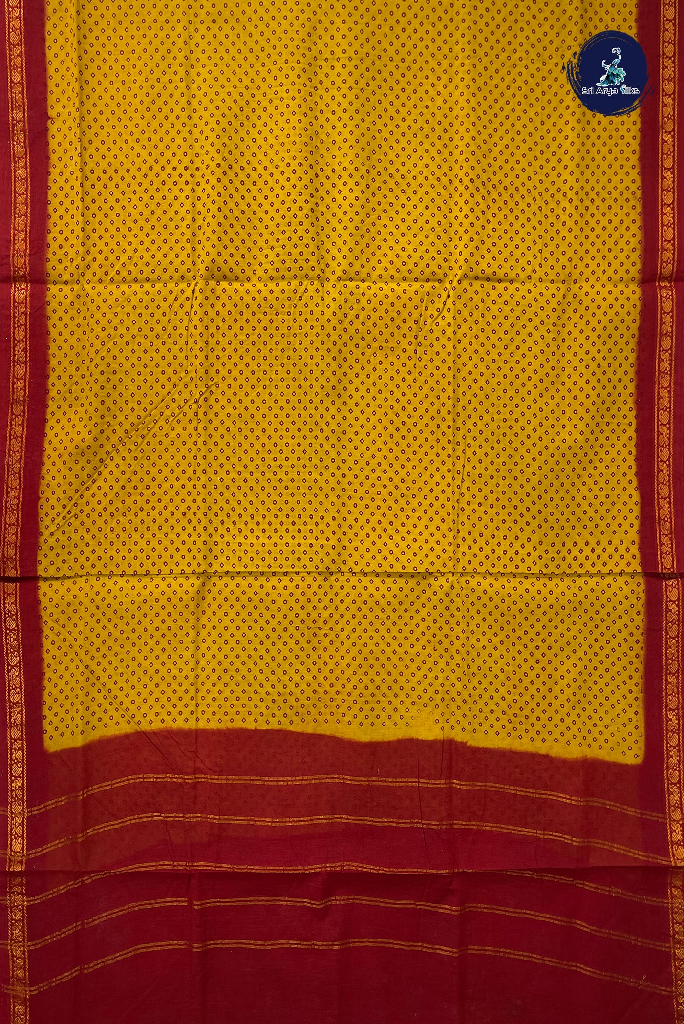 Mustard Yellow 10.5 Yards Madisar Saree With Printed Pattern