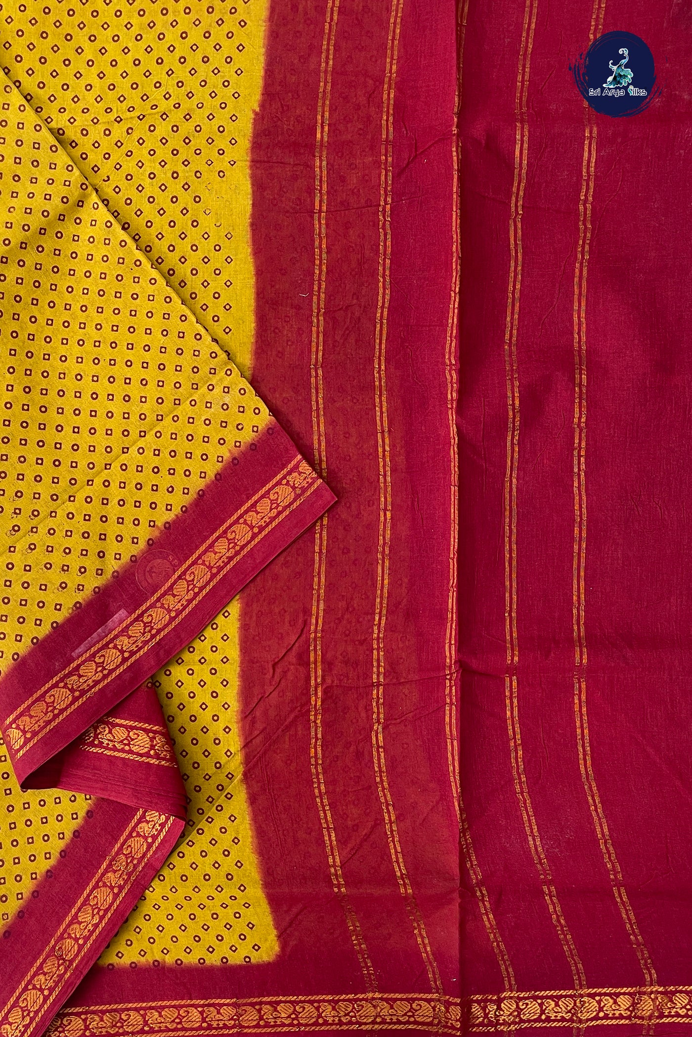 Mustard Yellow 10.5 Yards Madisar Saree With Printed Pattern