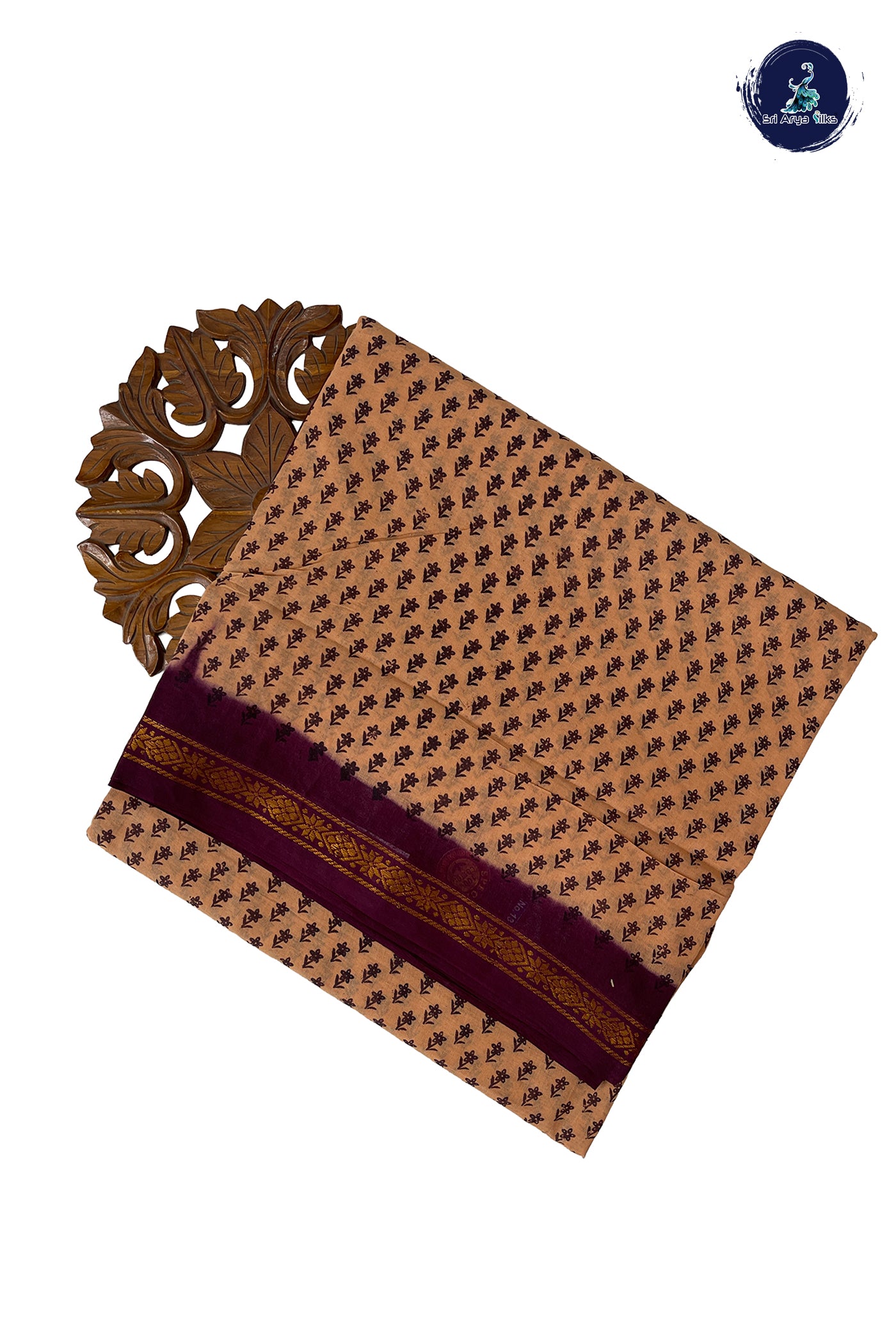 Peach 10.5 Yards Madisar Saree With Printed Pattern