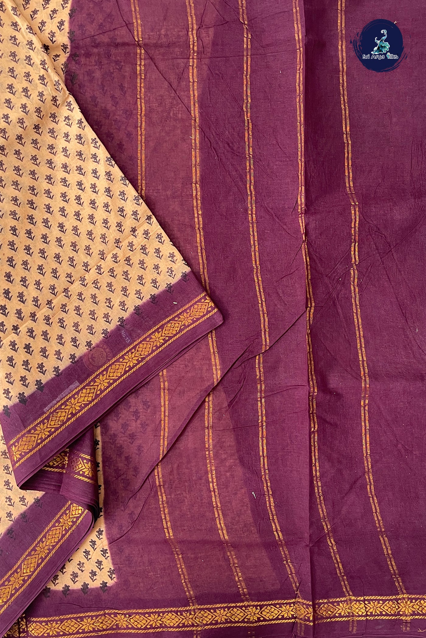 Peach 10.5 Yards Madisar Saree With Printed Pattern