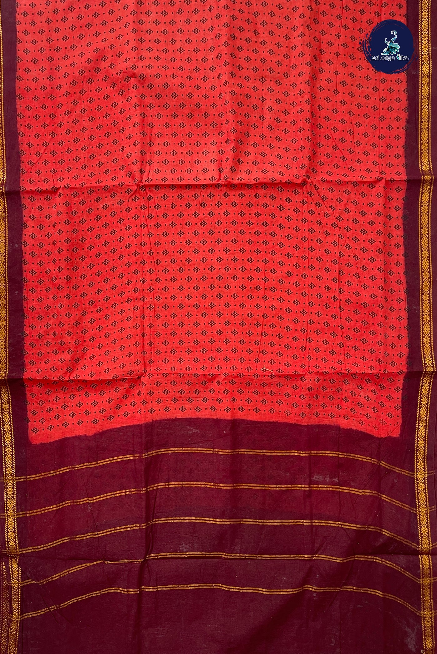 Maroon 10.5 Yards Madisar Saree With Printed Pattern