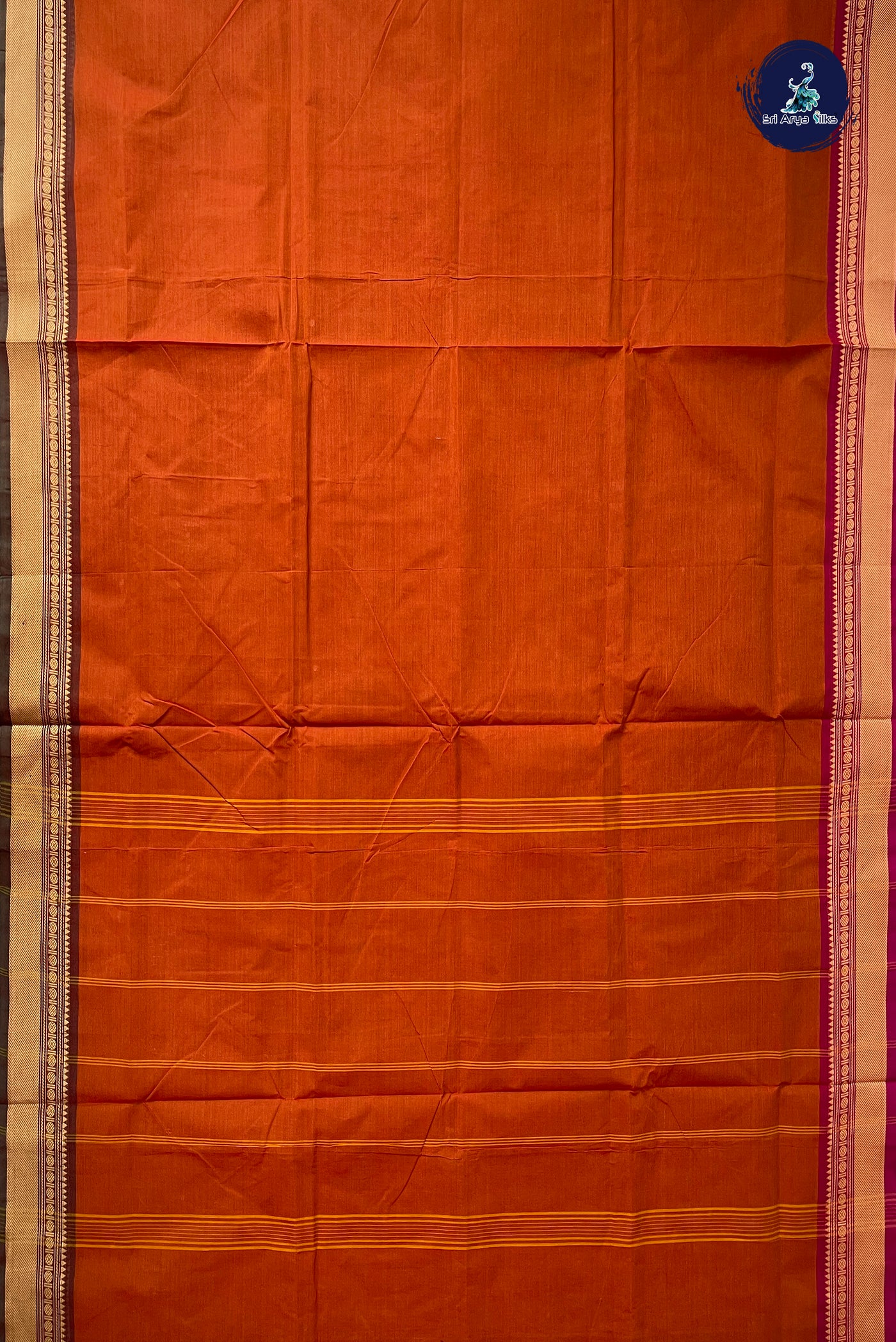 Rust 10.5 Yards Madisar Saree With Plain Pattern