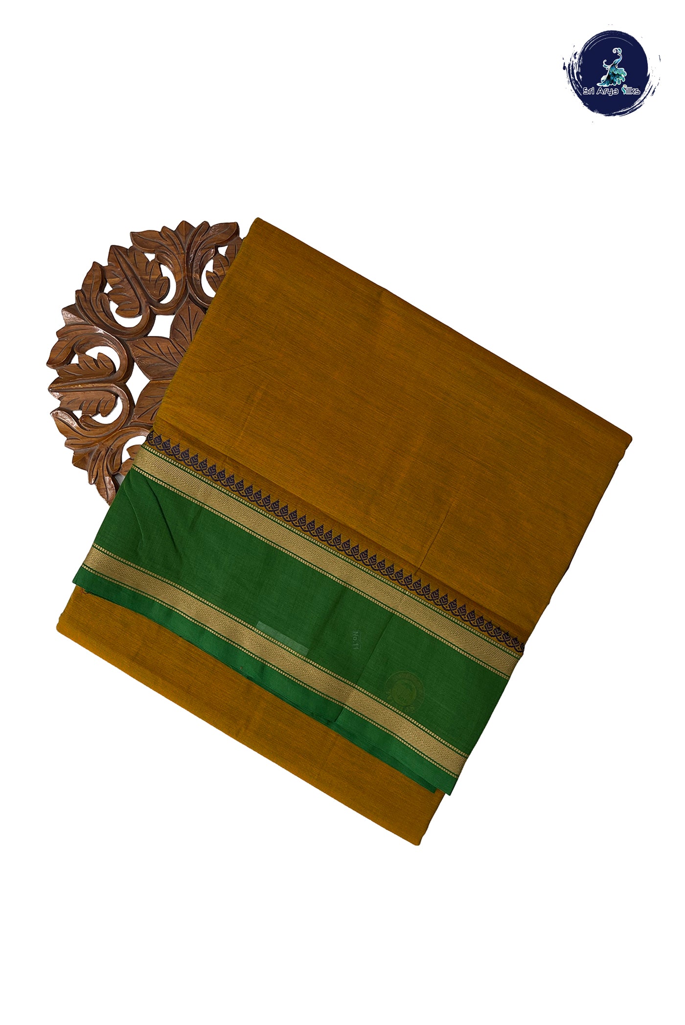 Mustard 10.5 Yards Madisar Saree With Plain Pattern