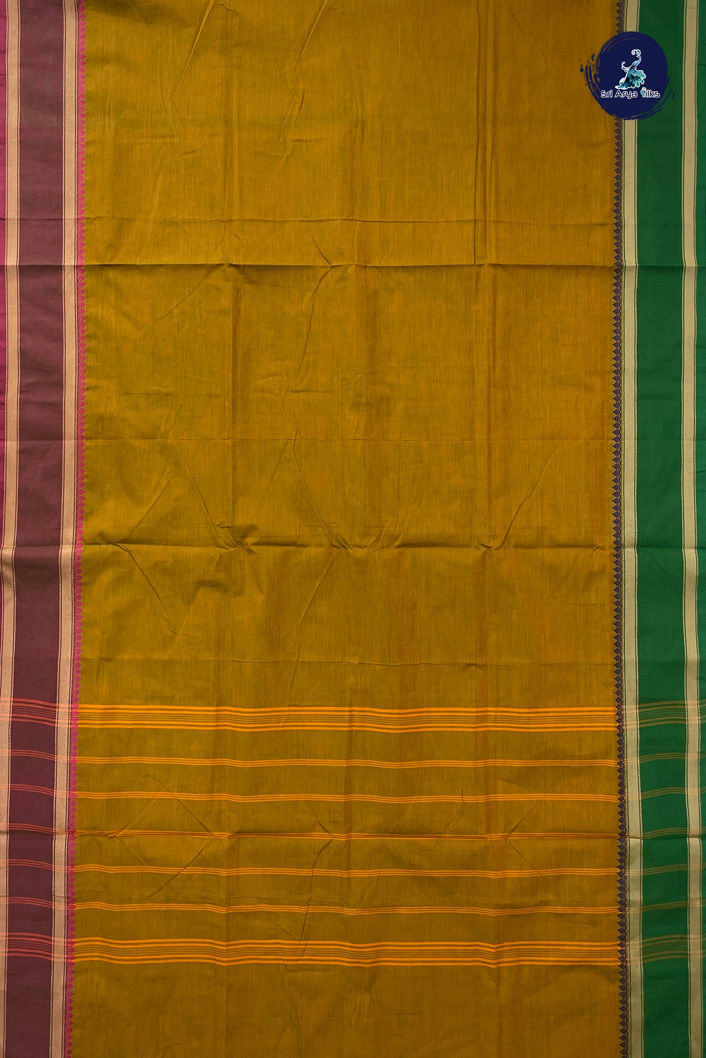 Mustard 10.5 Yards Madisar Saree With Plain Pattern