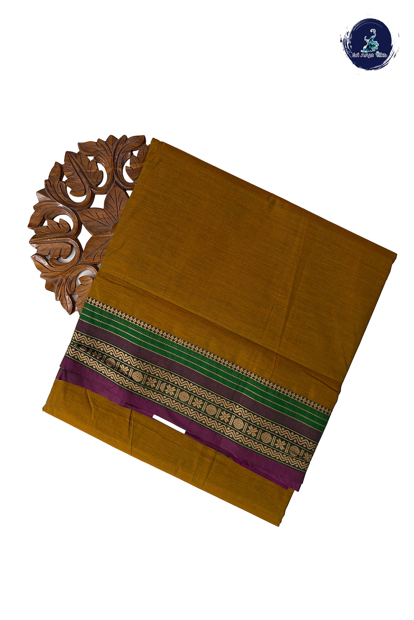 Mustard 10.5 Yards Madisar Saree With Plain Pattern