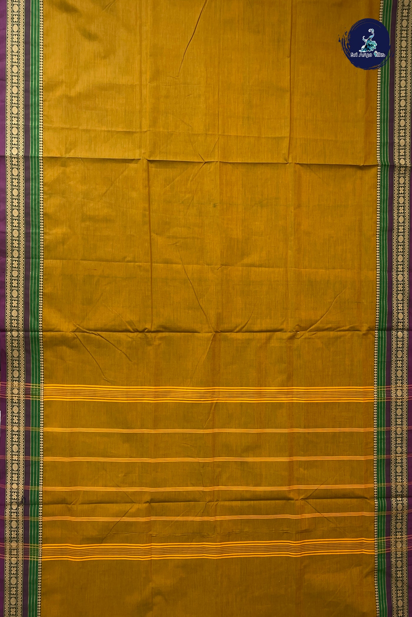 Mustard 10.5 Yards Madisar Saree With Plain Pattern