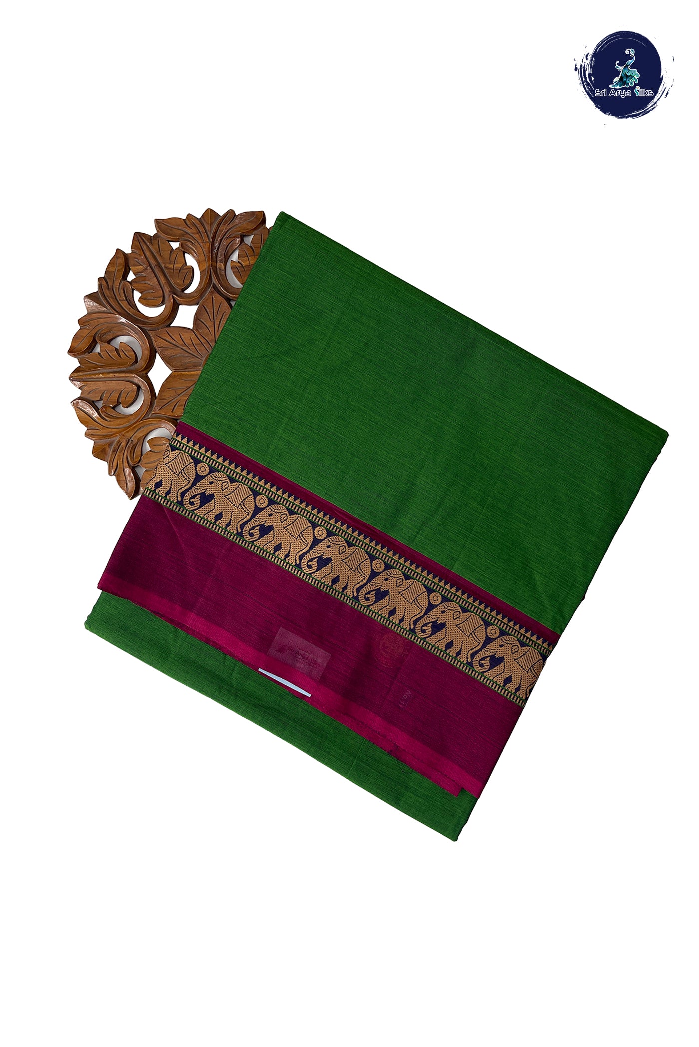 Green 10.5 Yards Madisar Saree With Plain Pattern
