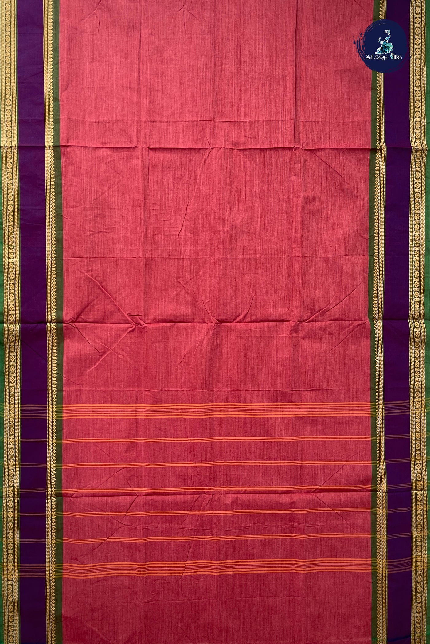 Reddish Pink 10.5 Yards Madisar Saree With Plain Pattern