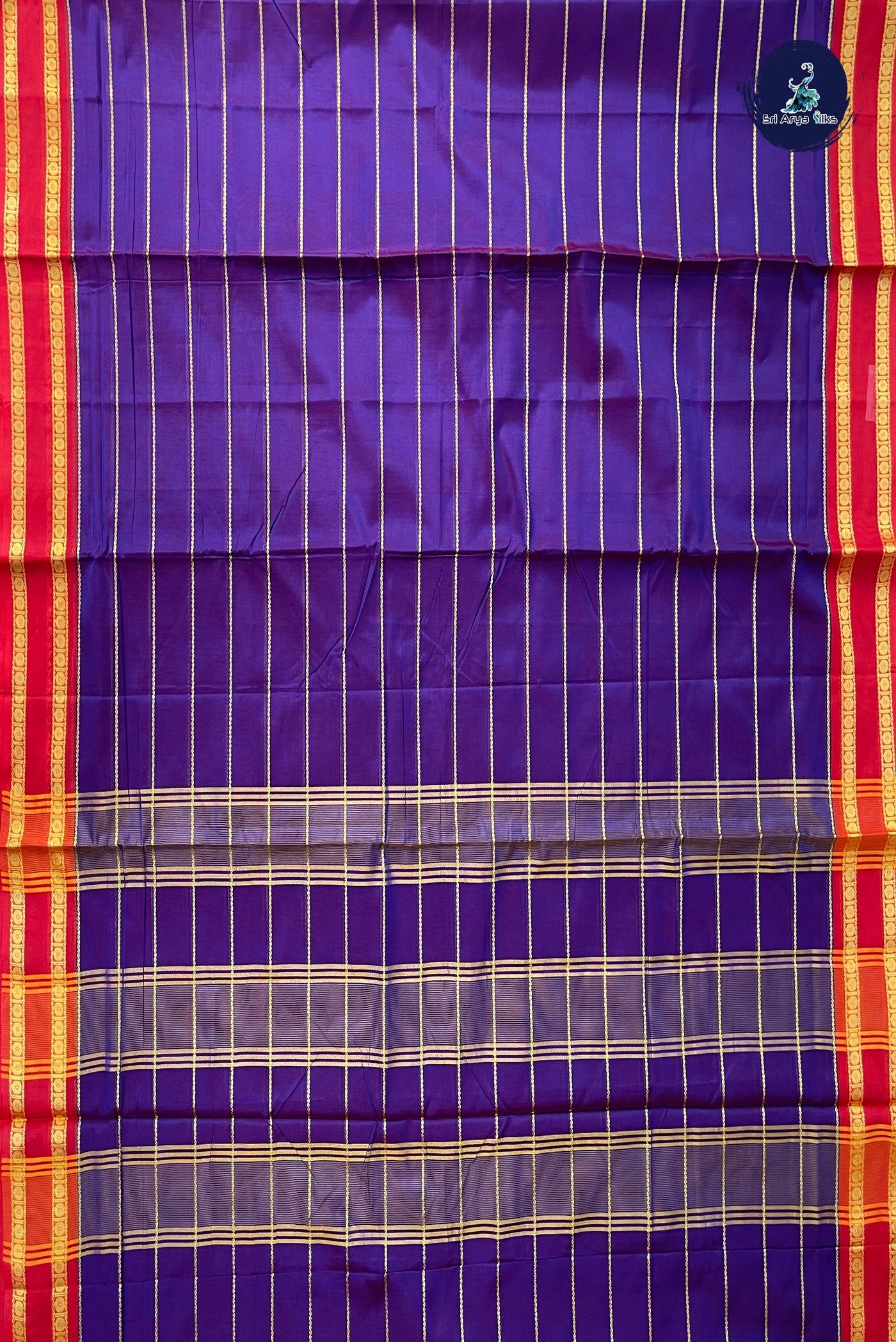 Violet Devendra Cotton Madisar Saree With Veldhari Stripes Pattern