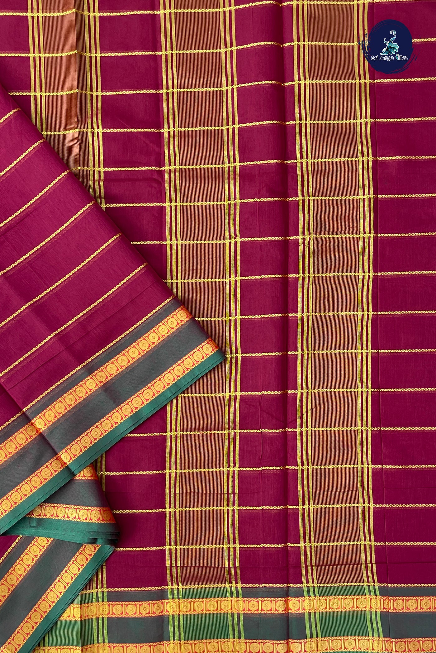 Maroon Devendra Cotton Madisar Saree With Veldhari Stripes Pattern
