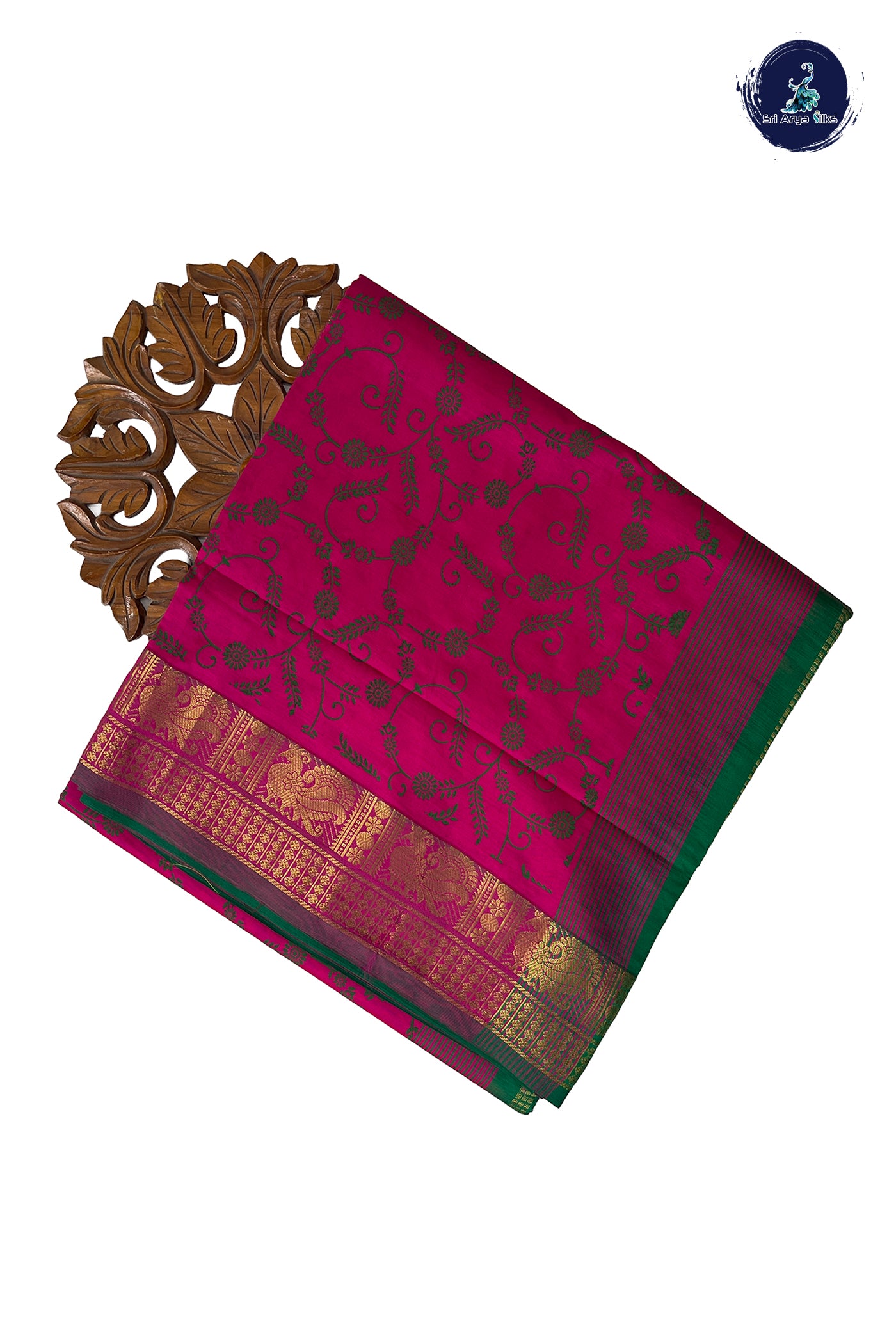 Pink Half Pure Madisar Silk Cotton Saree With Printed Pattern