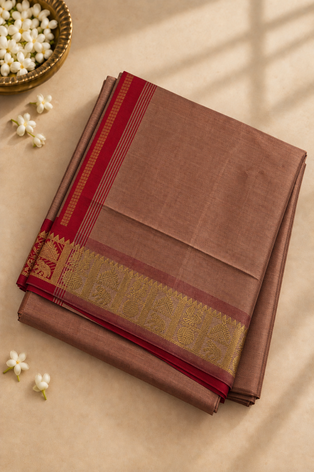 Pastel Shade Half Pure Madisar Silk Cotton Saree With Plain Pattern