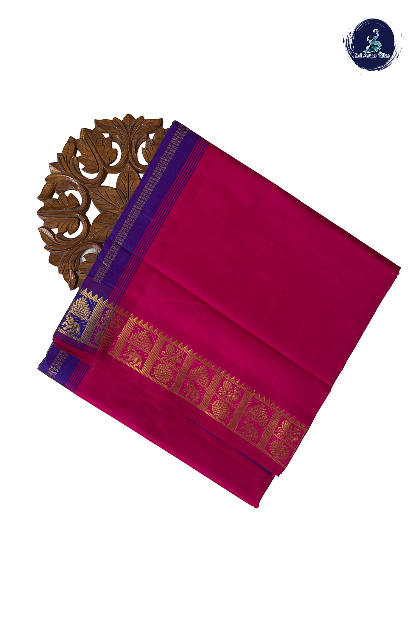 Pink Half Pure Madisar Silk Cotton Saree With Plain Pattern