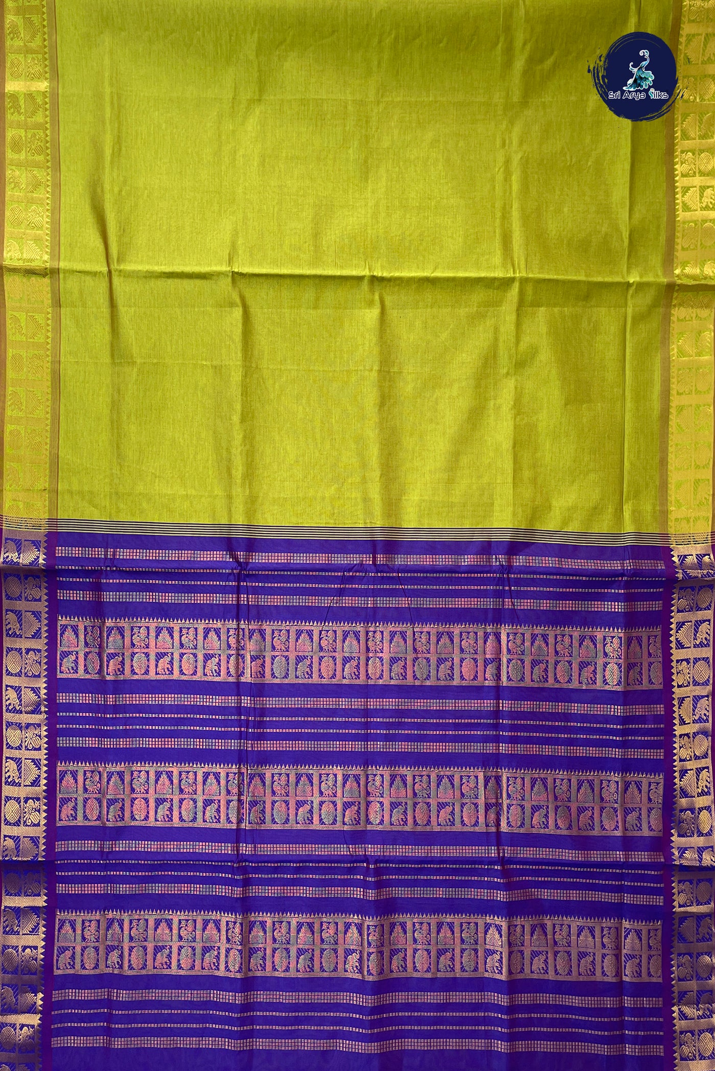 Light Green Half Pure Madisar Silk Cotton Saree With Plain Pattern