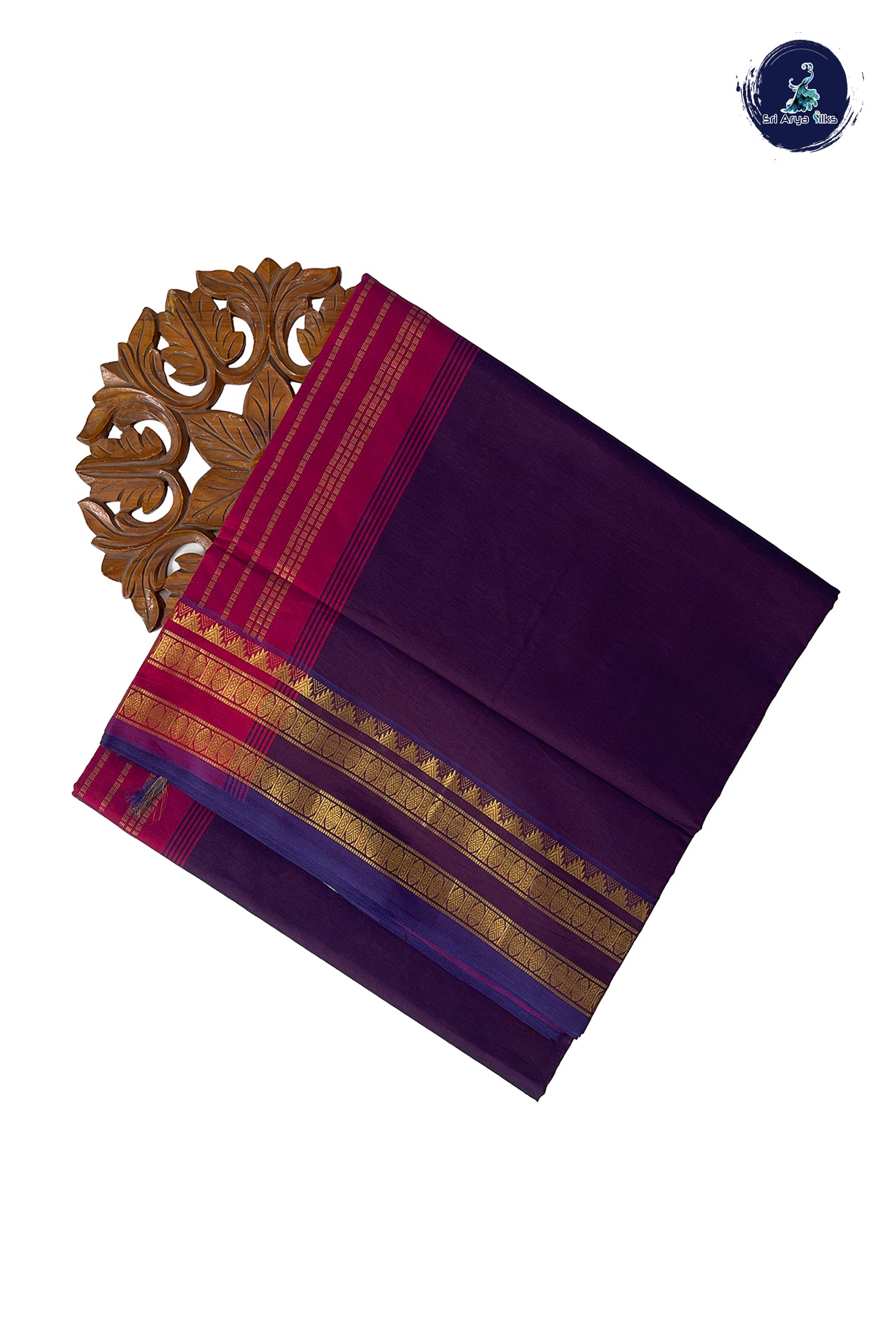 Dual Tone Brown Half Pure Madisar Silk Cotton Saree With Plain Pattern