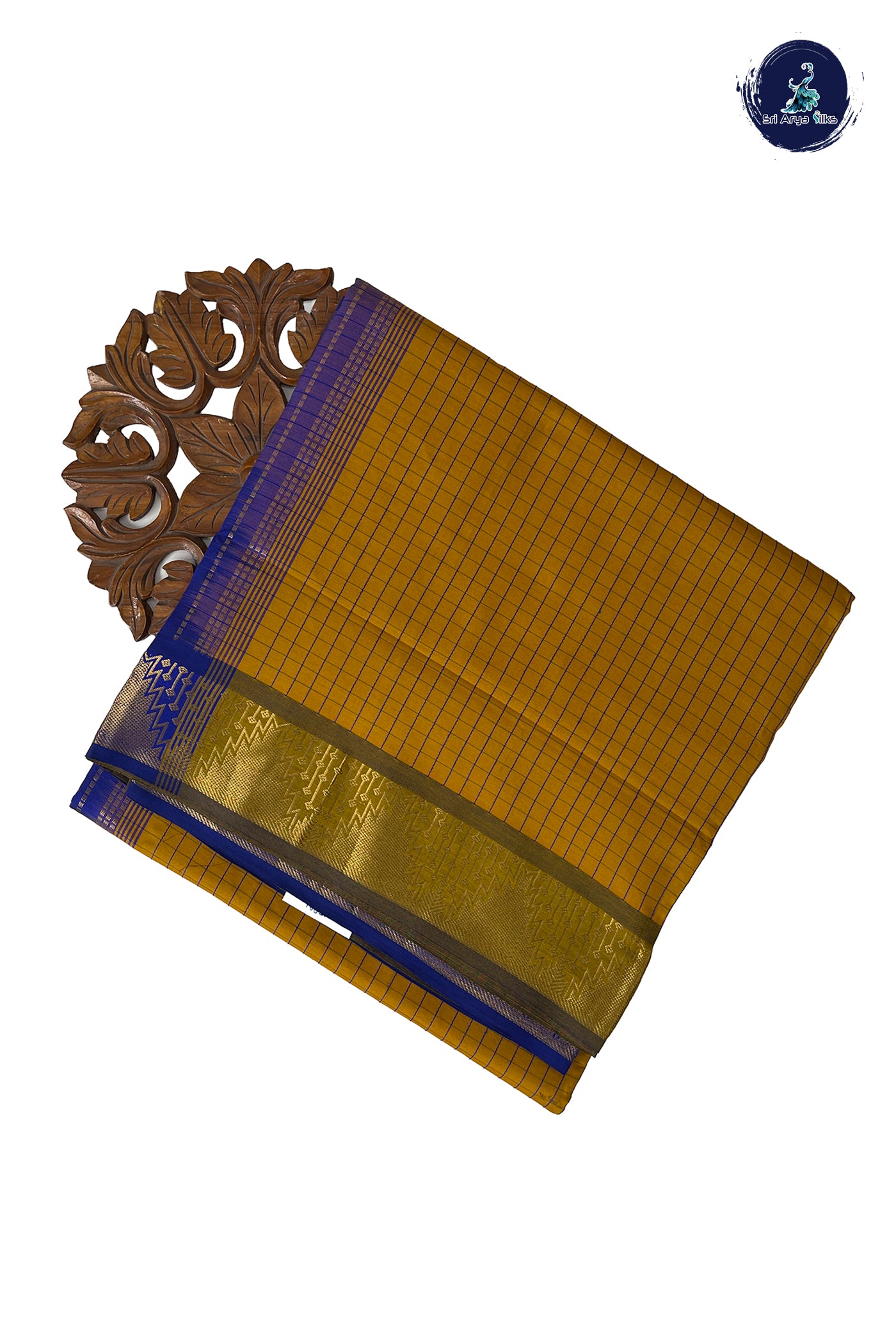 Yellow Half Pure Madisar Silk Cotton Saree With Checked Pattern
