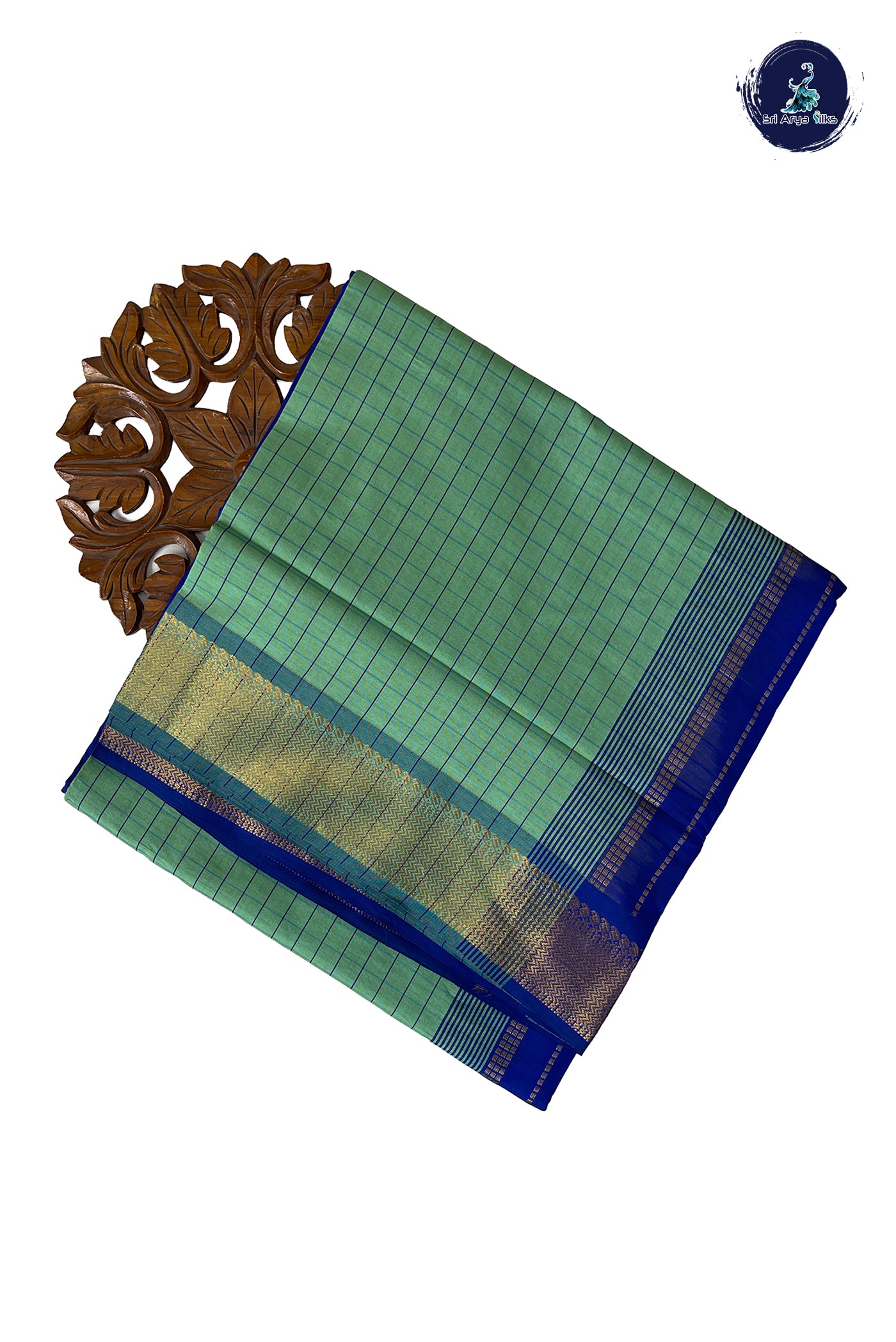 Pastel Shade Half Pure Madisar Silk Cotton Saree With Checked Pattern