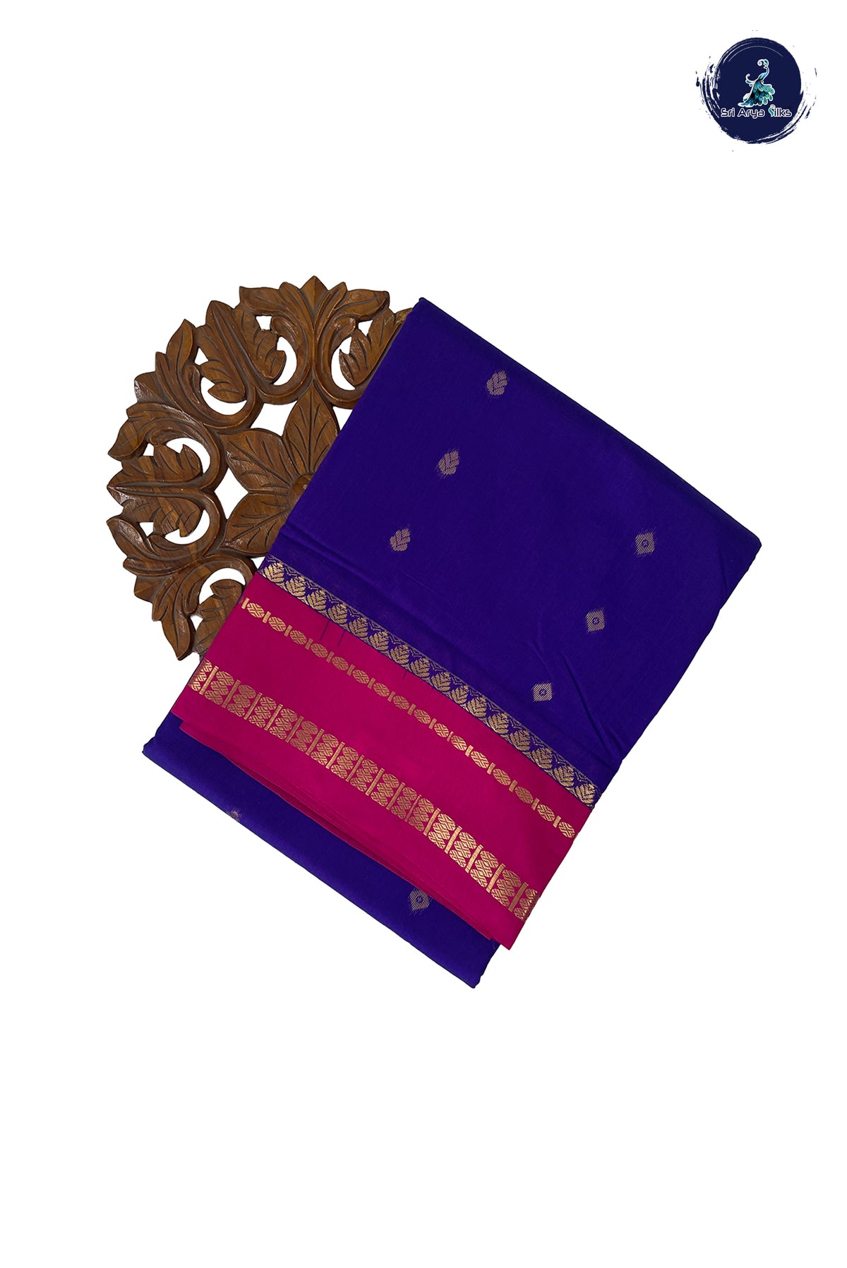 Violet Madisar Semi Silk Cotton Saree With Zari Buttas Pattern