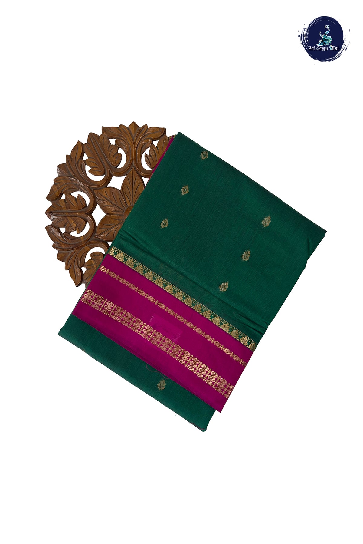 Green Madisar Semi Silk Cotton Saree With Zari Buttas Pattern