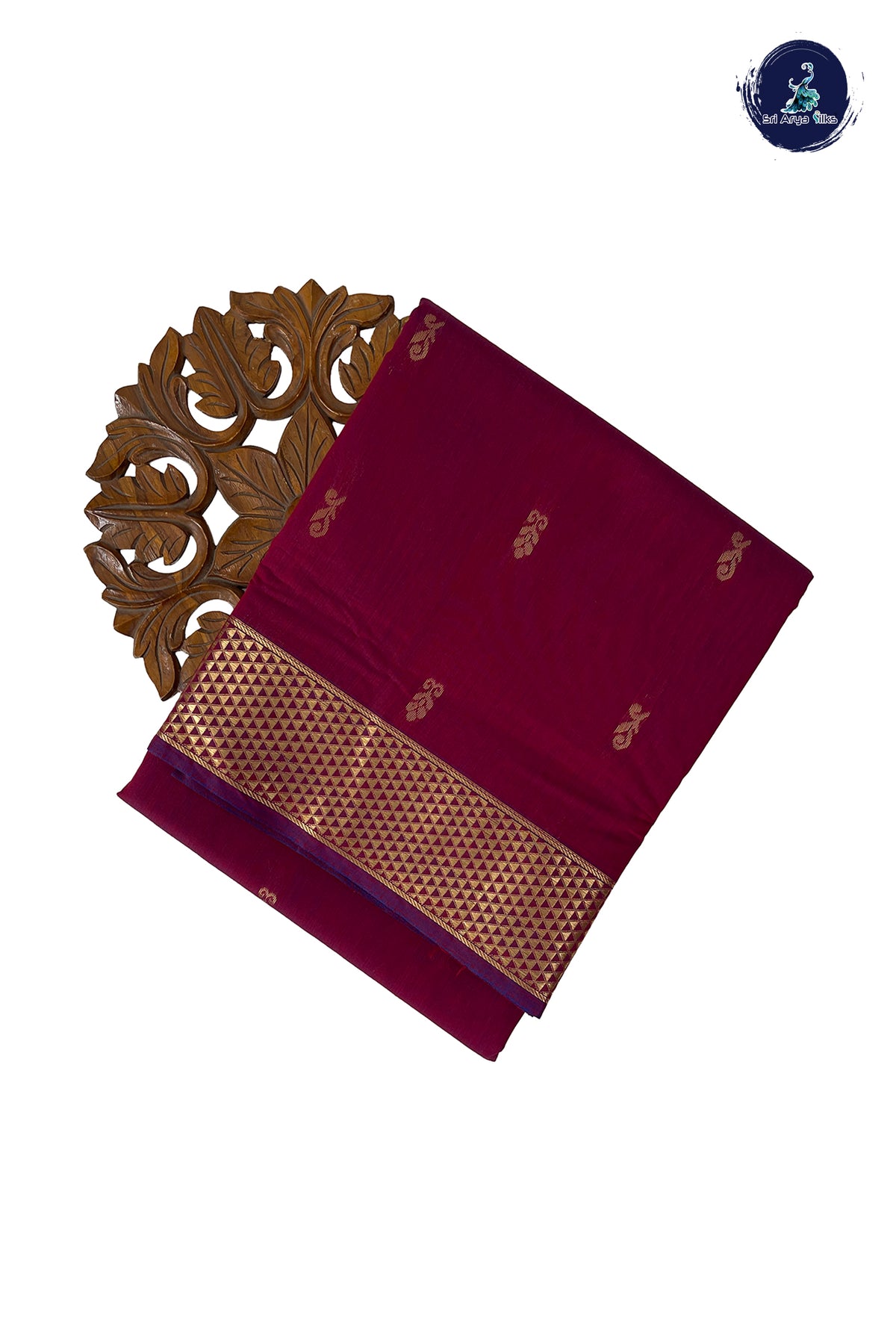 Pinkish Maroon Madisar Semi Silk Cotton Saree With Zari Buttas Pattern