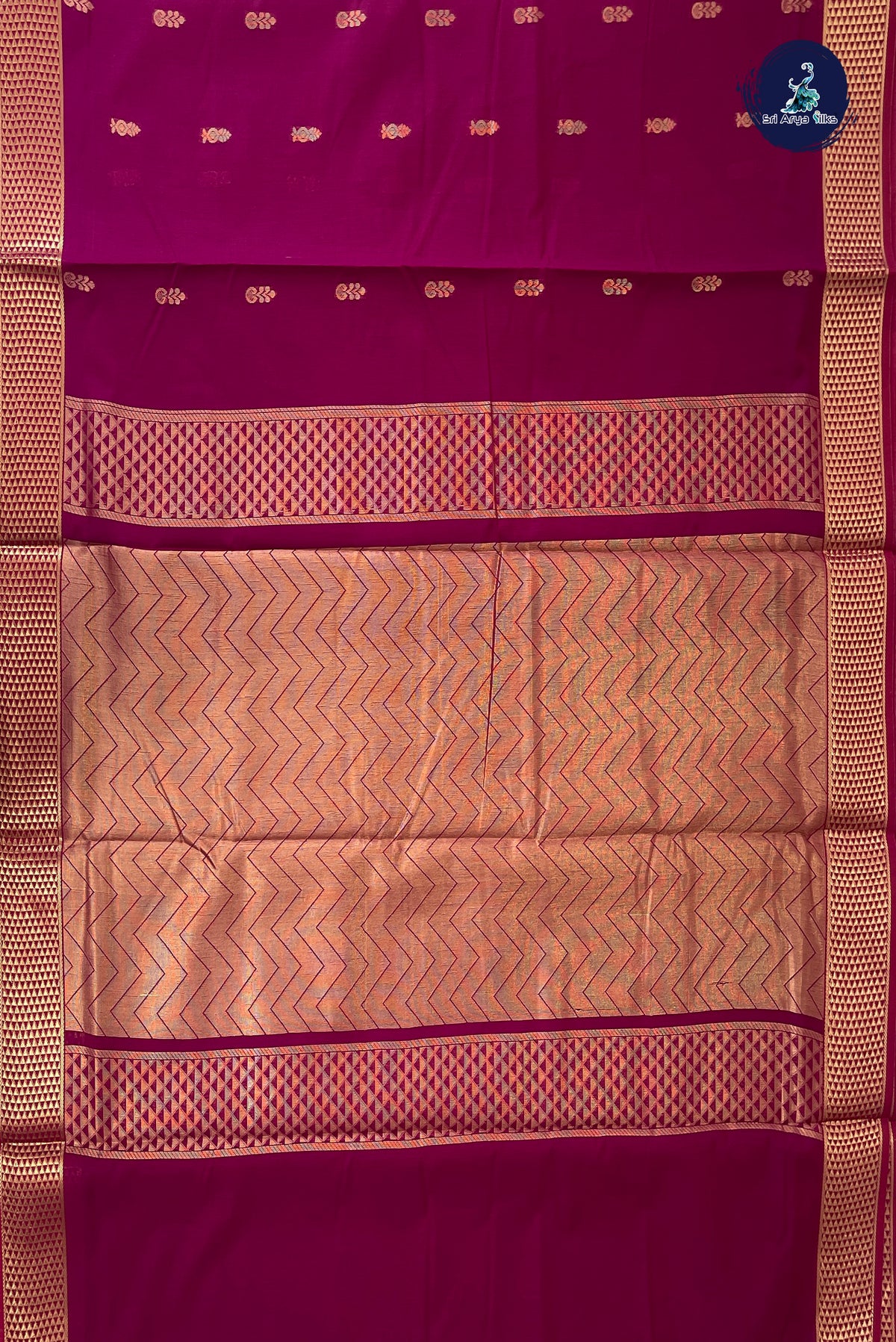 BeetRoot Shade Madisar Semi Silk Cotton Saree With Zari Buttas Pattern