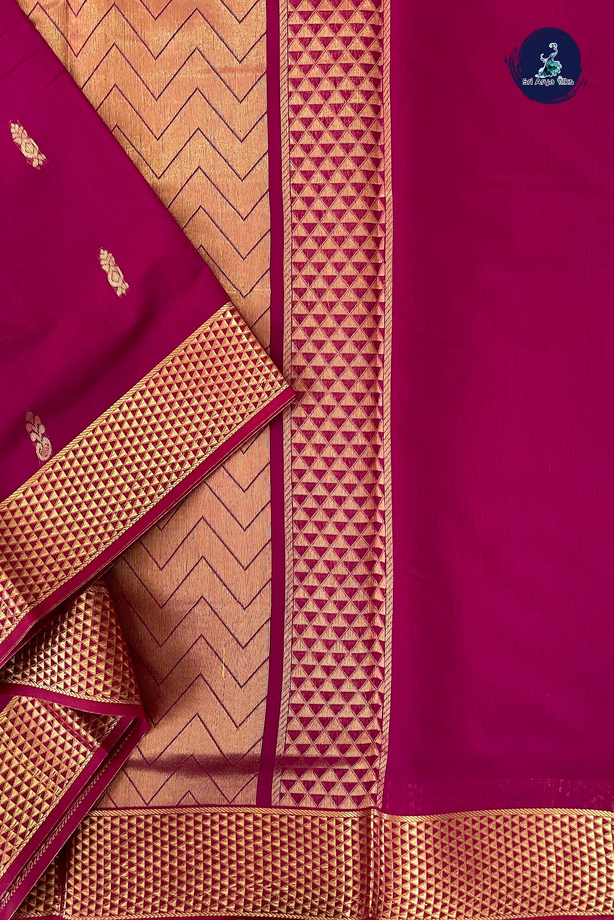 BeetRoot Shade Madisar Semi Silk Cotton Saree With Zari Buttas Pattern
