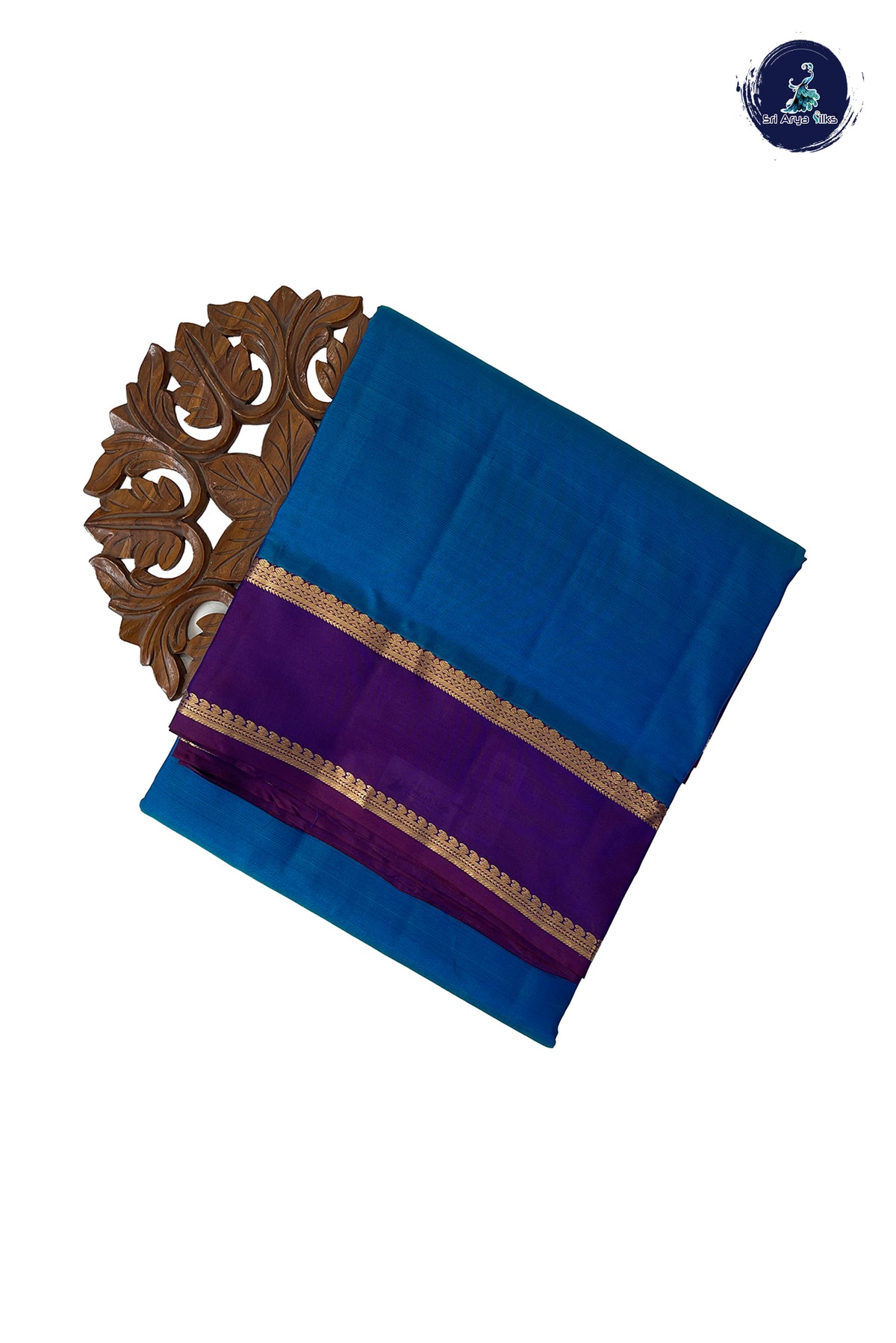 Dual Tone Blue Madisar 10 Yards Silk Saree With Doria Lines Pattern