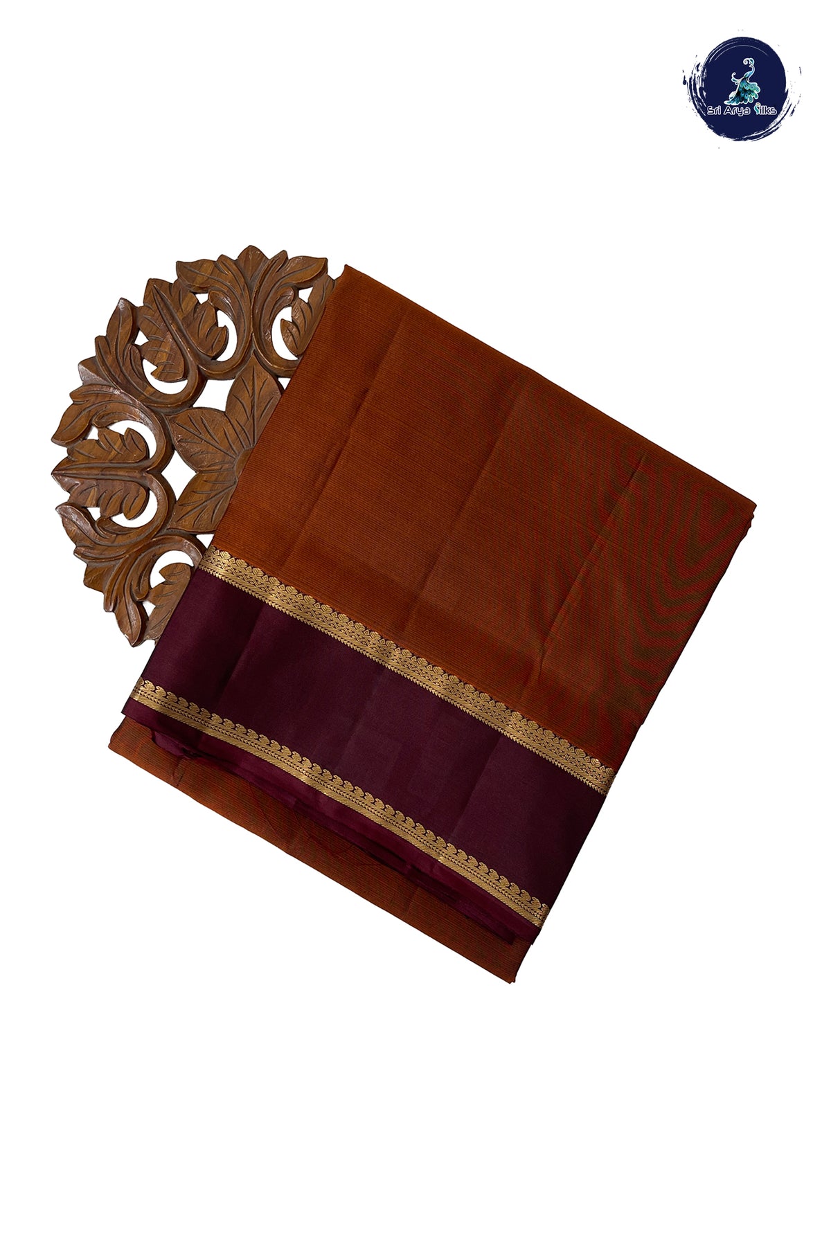 Rust Madisar 10 Yards Silk Saree With Doria Lines Pattern