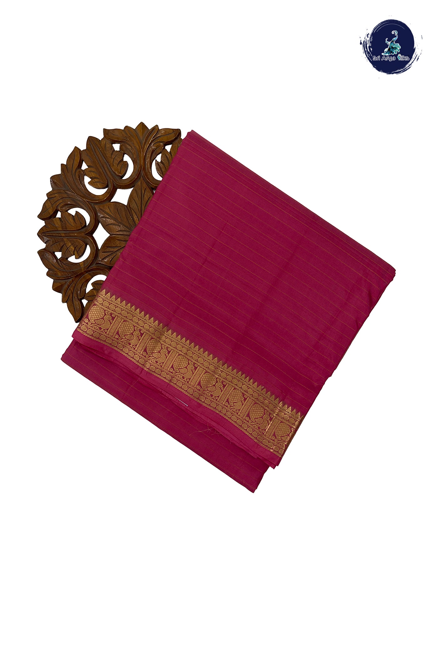 Pink Madisar 10 Yards Silk Saree With Stripes Pattern