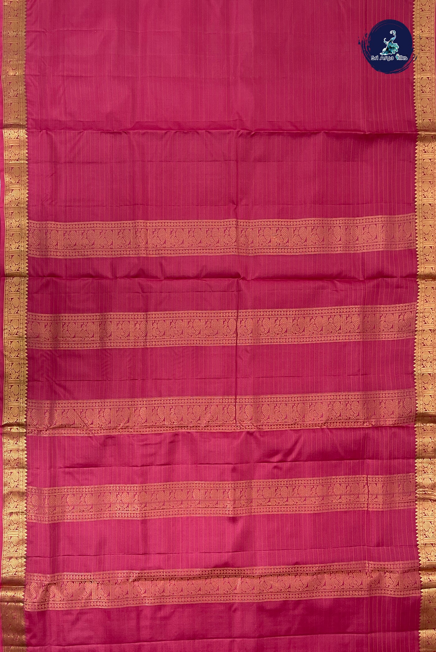 Pink Madisar 10 Yards Silk Saree With Stripes Pattern