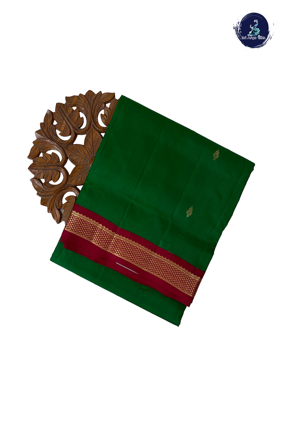 Green Madisar 10 Yards Silk Saree With Zari Buttas Pattern