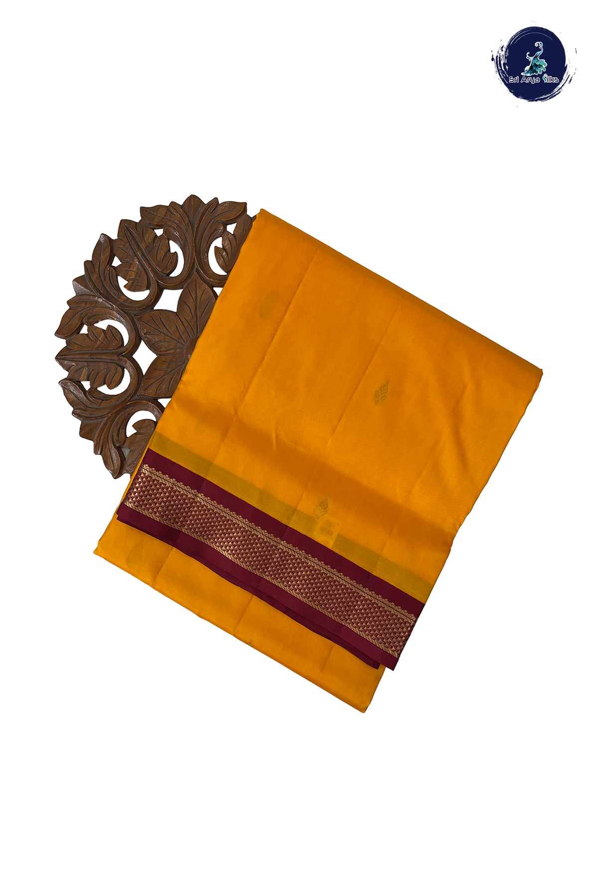 Mango Yellow Madisar 10 Yards Silk Saree With Zari Buttas Pattern