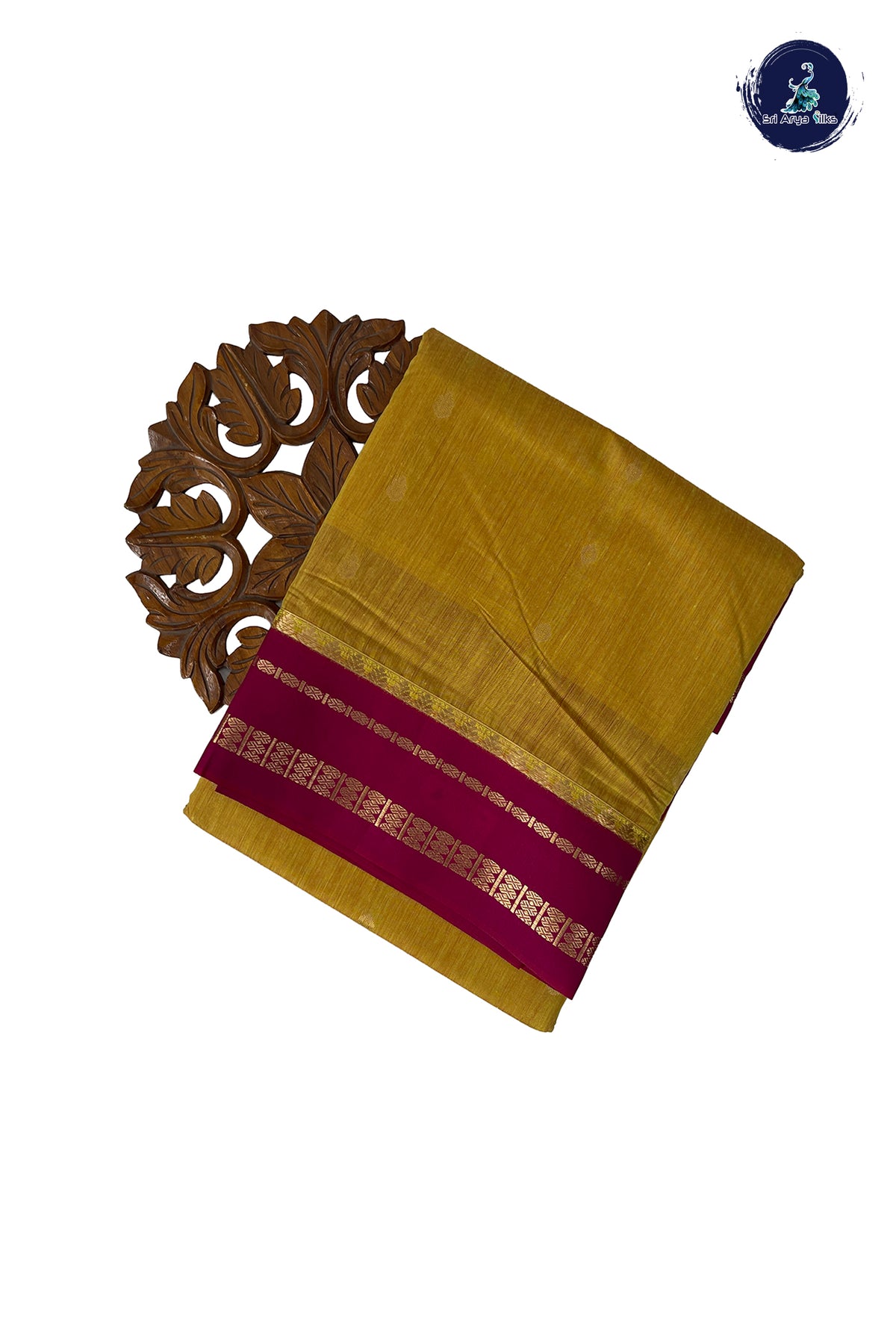 Mustard Yellow Madisar Semi Silk Cotton Saree With Zari Buttas Pattern