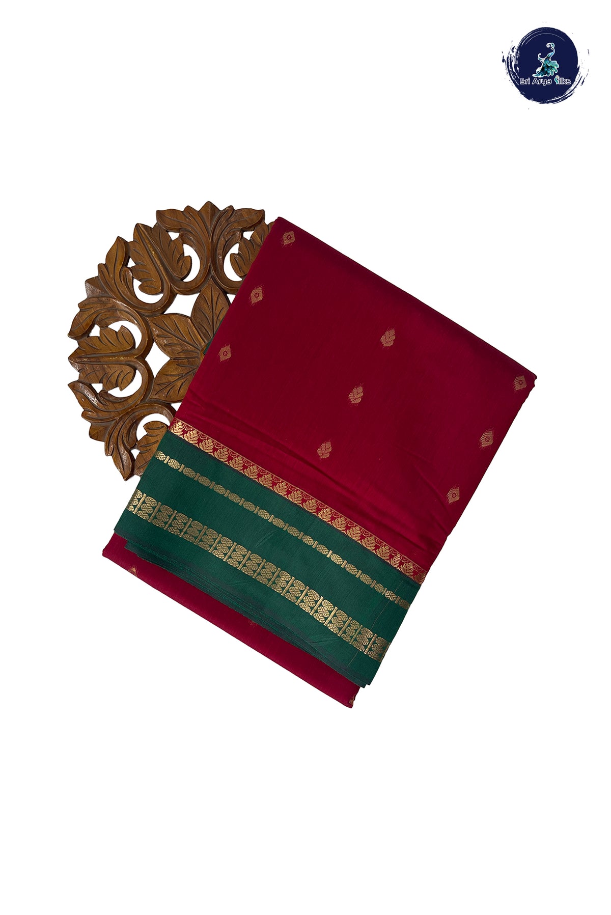 Maroon Madisar Semi Silk Cotton Saree With Zari Buttas Pattern