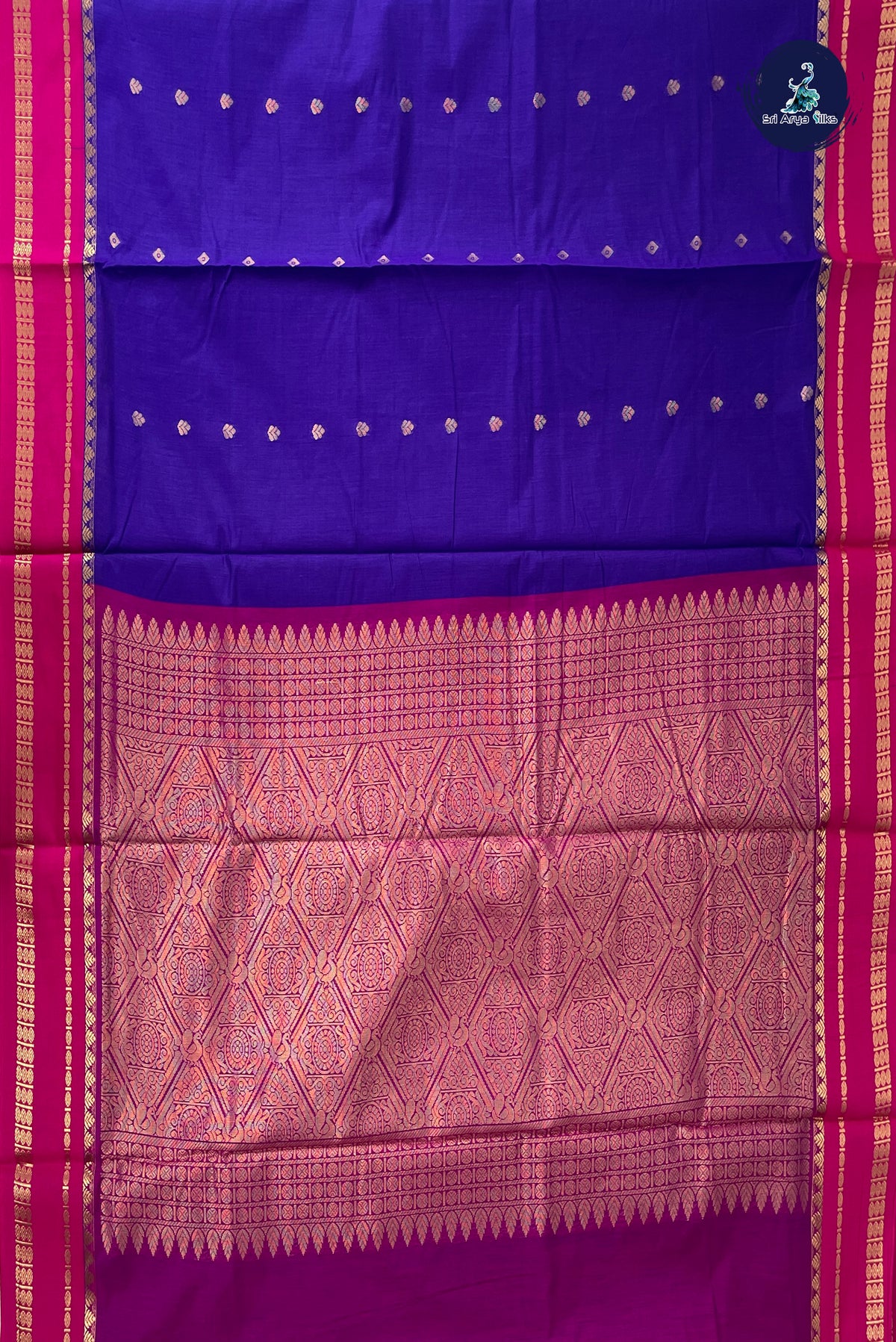 Violet Madisar Semi Silk Cotton Saree With Zari Buttas Pattern