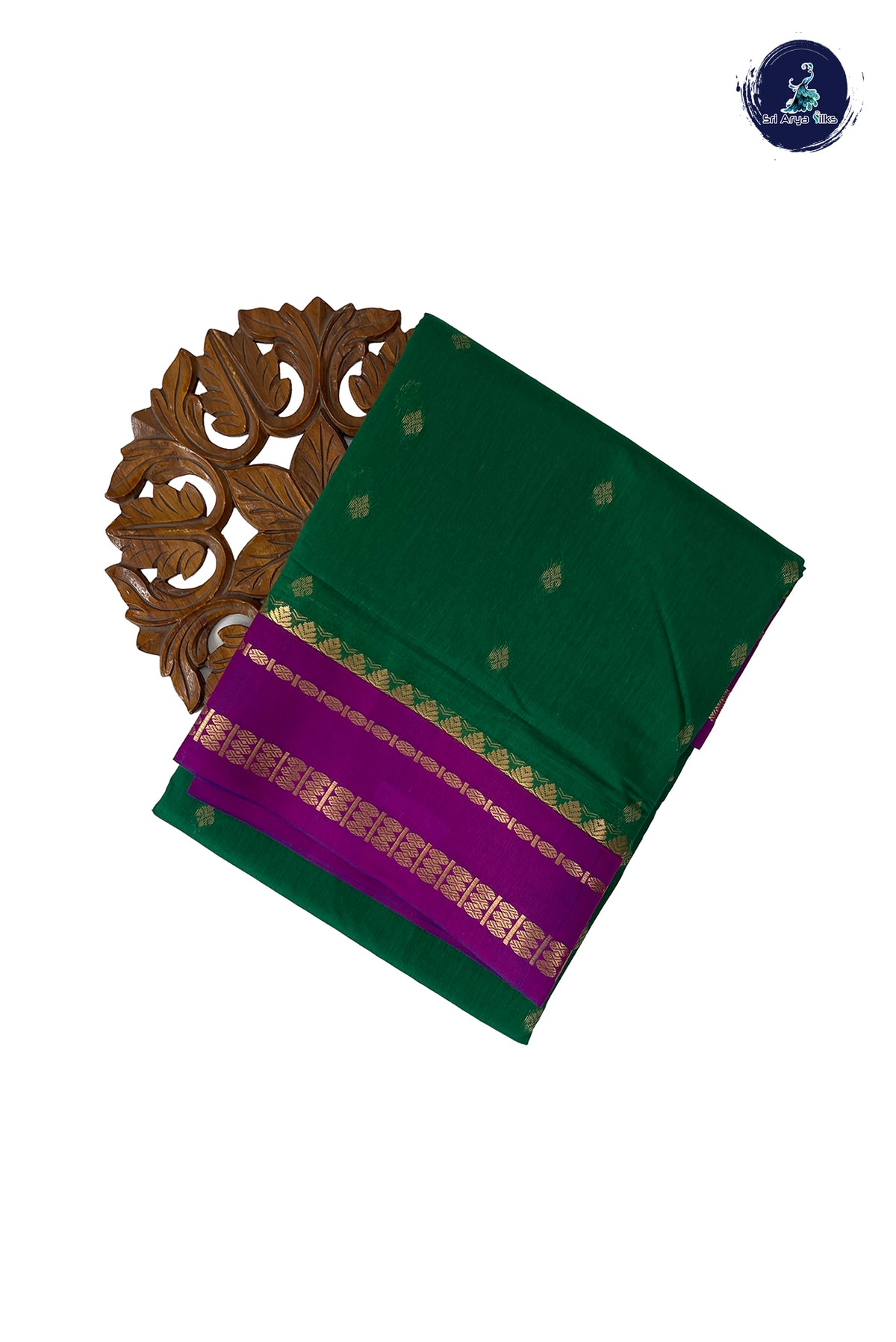 Green Madisar Semi Silk Cotton Saree With Zari Buttas Pattern