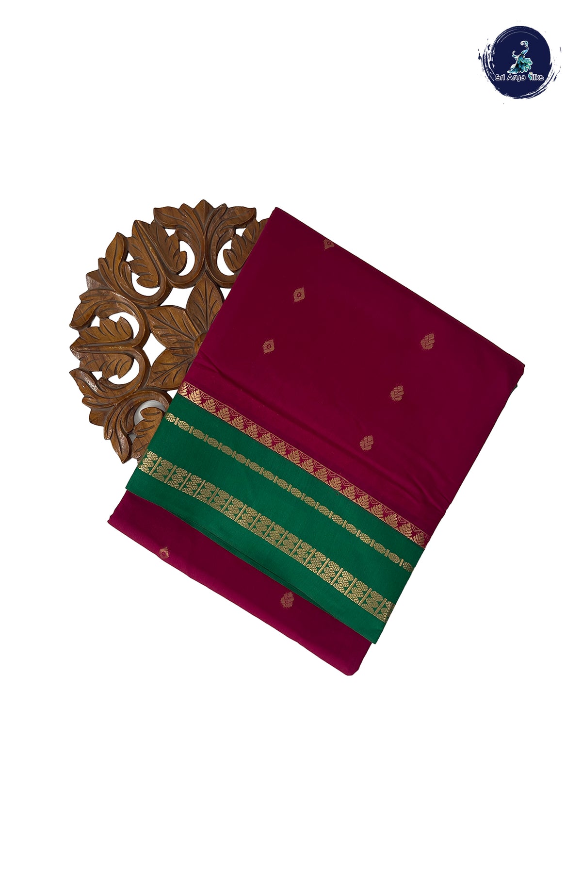 Pinkish Maroon Madisar Semi Silk Cotton Saree With Zari Buttas Pattern