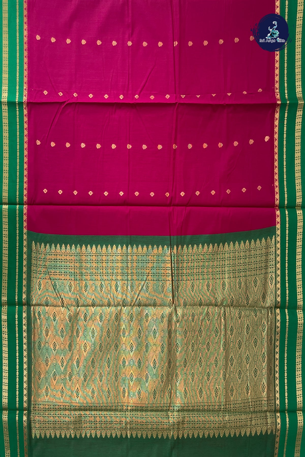 Pinkish Maroon Madisar Semi Silk Cotton Saree With Zari Buttas Pattern