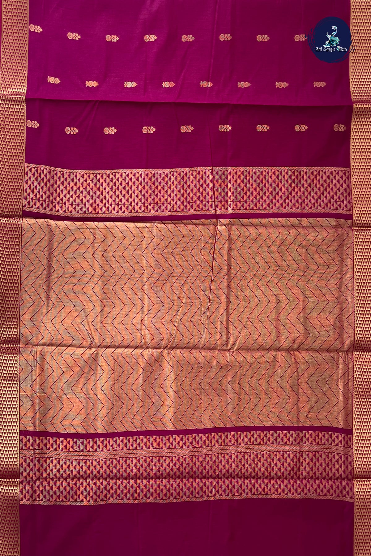 BeetRoot Shade Madisar Semi Silk Cotton Saree With Zari Buttas Pattern