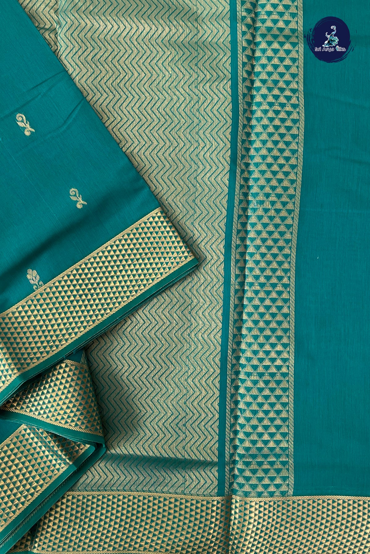 Green Madisar Semi Silk Cotton Saree With Zari Buttas Pattern