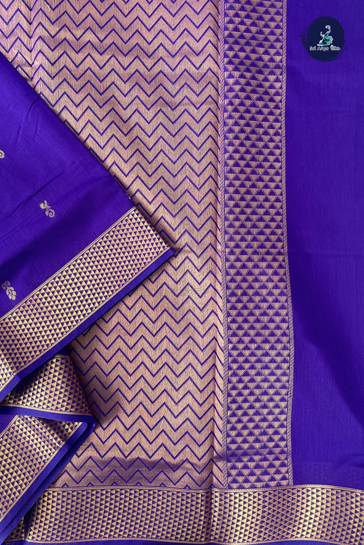 Violet Madisar Semi Silk Cotton Saree With Zari Buttas Pattern