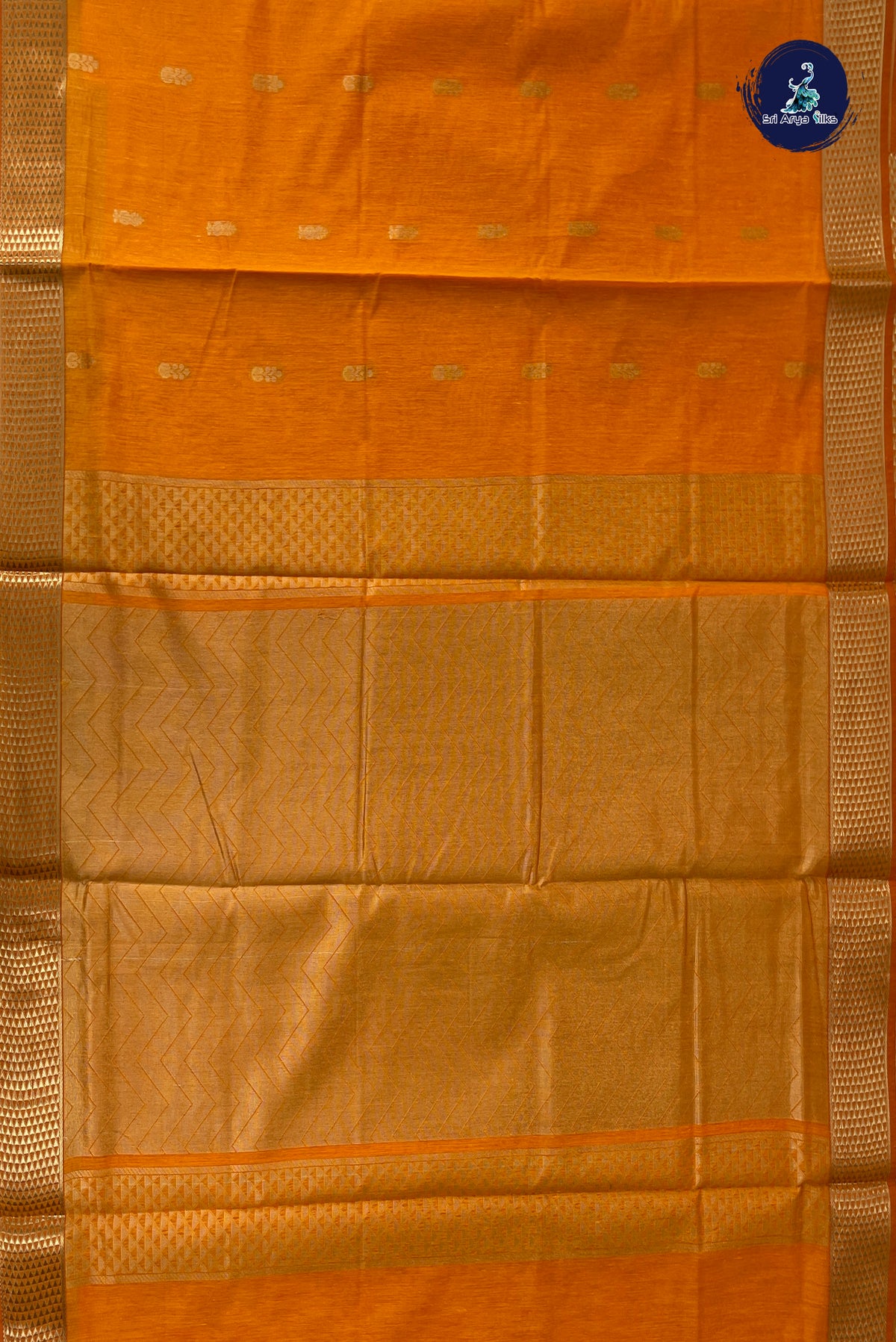 Yellow Madisar Semi Silk Cotton Saree With Zari Buttas Pattern