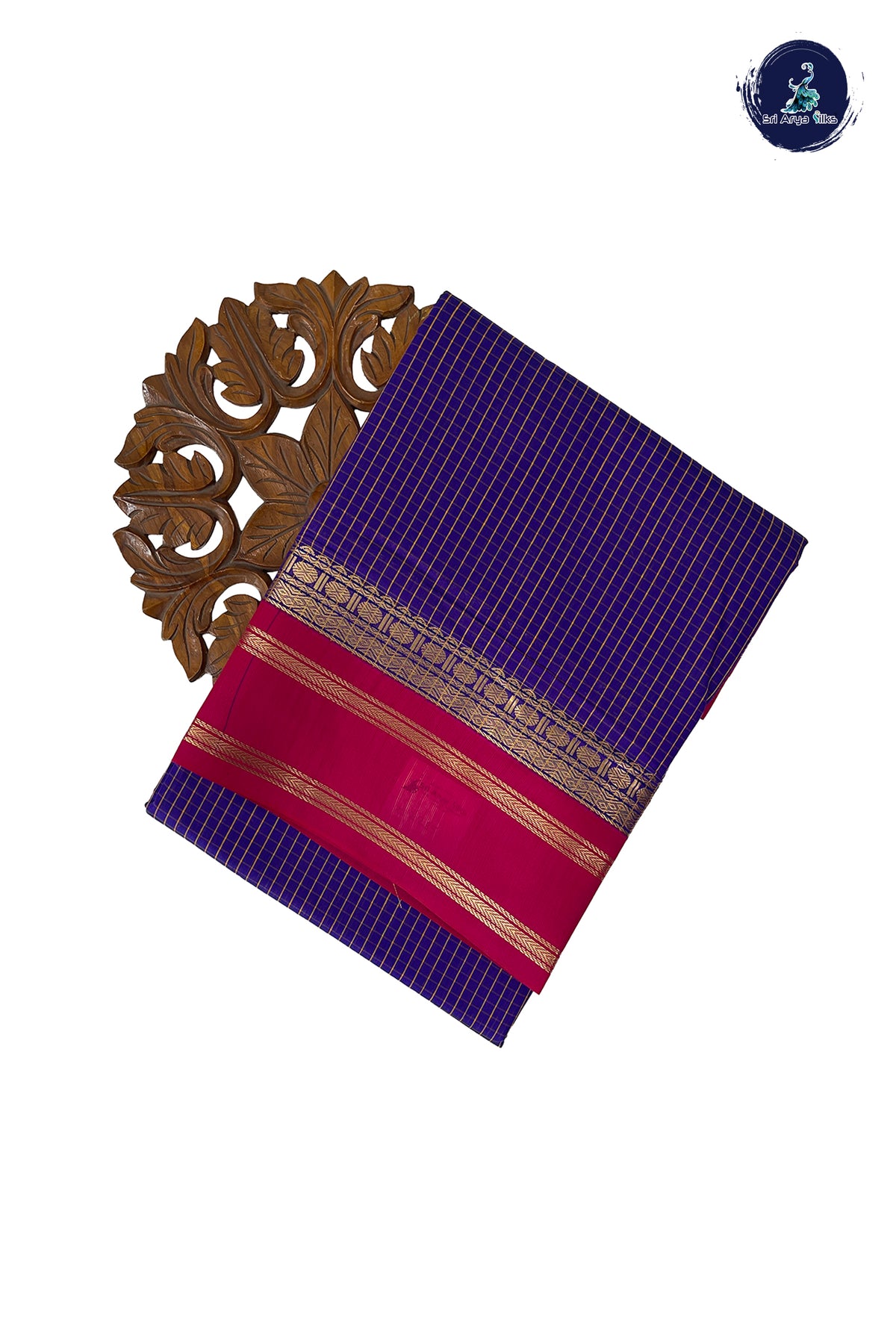 Violet Madisar Semi Silk Cotton Saree With Checked Pattern