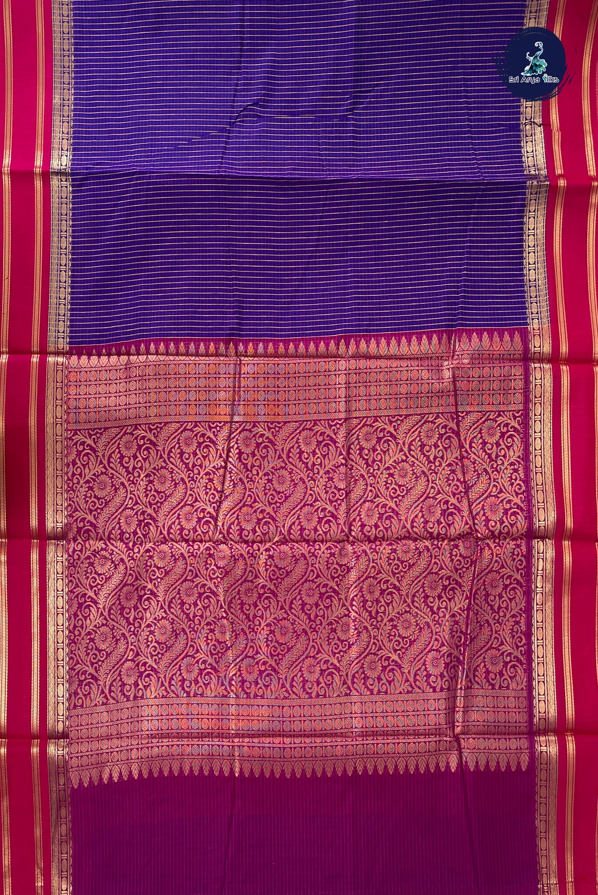 Violet Madisar Semi Silk Cotton Saree With Checked Pattern