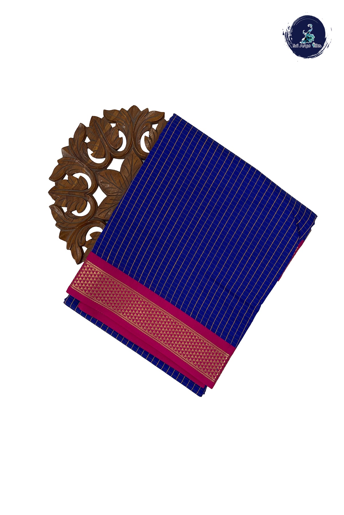 Blue Madisar Semi Silk Cotton Saree With Checked Pattern