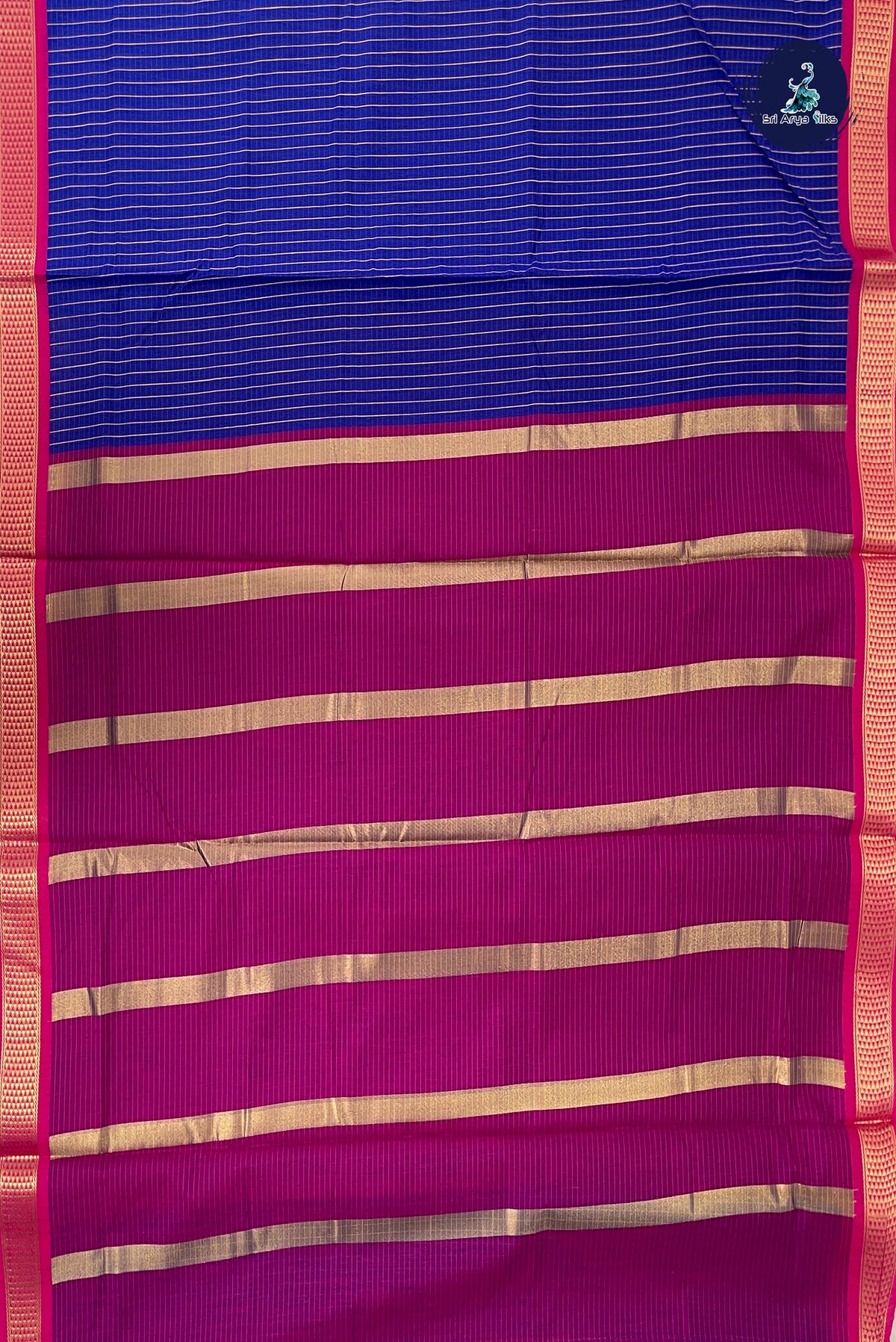 Blue Madisar Semi Silk Cotton Saree With Checked Pattern